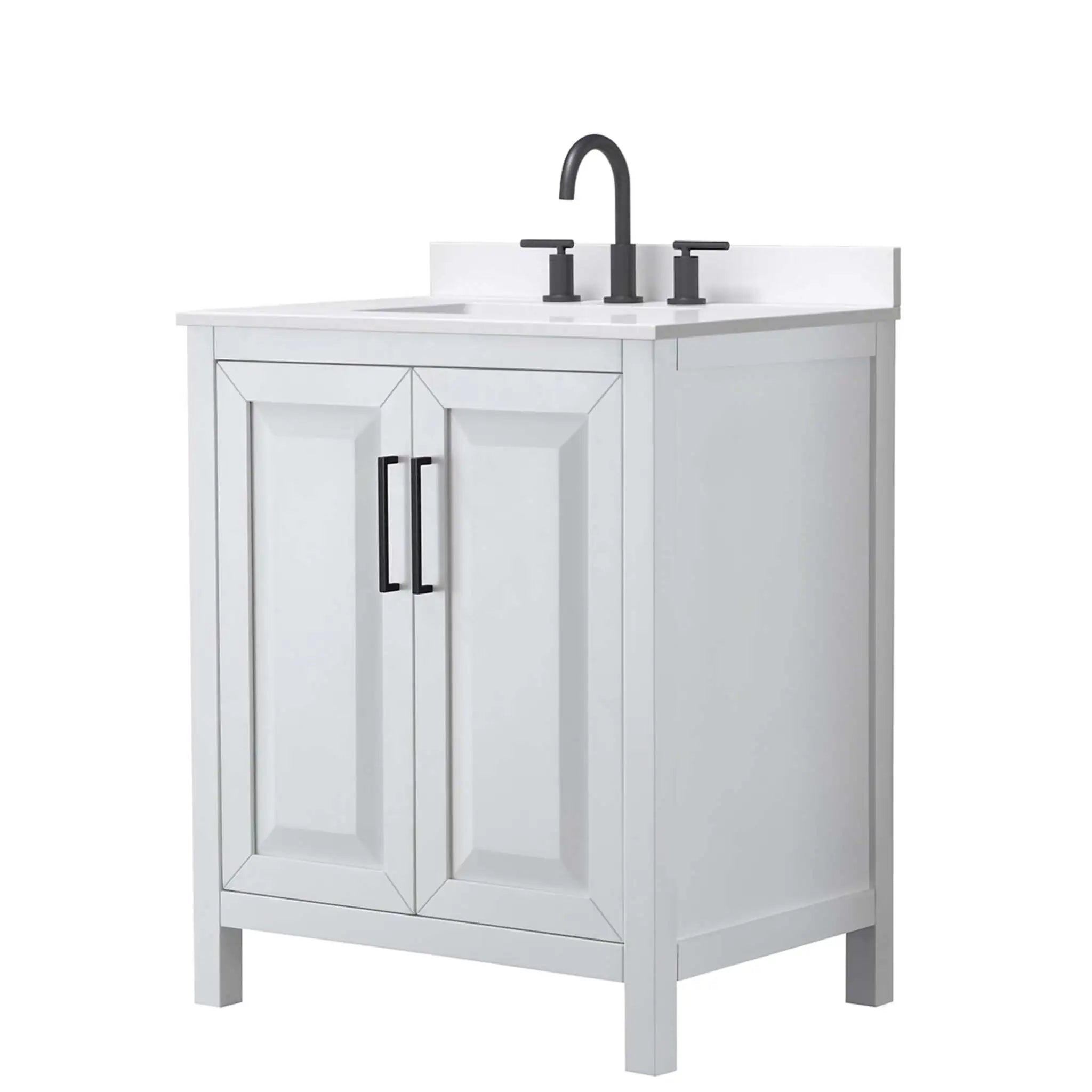 30" Daria Single Bathroom Vanity in White with Matte Black Trim by Wyndham