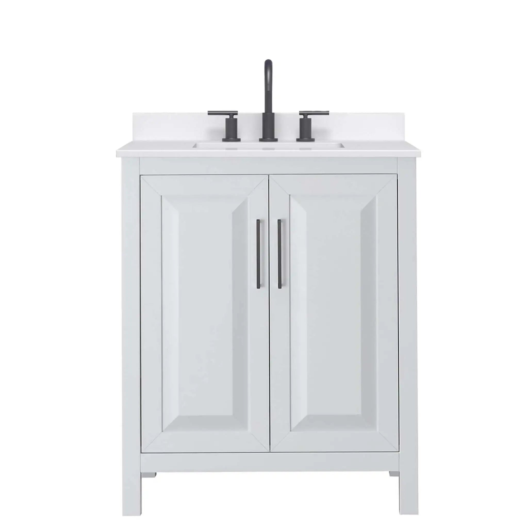 30" Daria Single Bathroom Vanity in White with Matte Black Trim by Wyndham