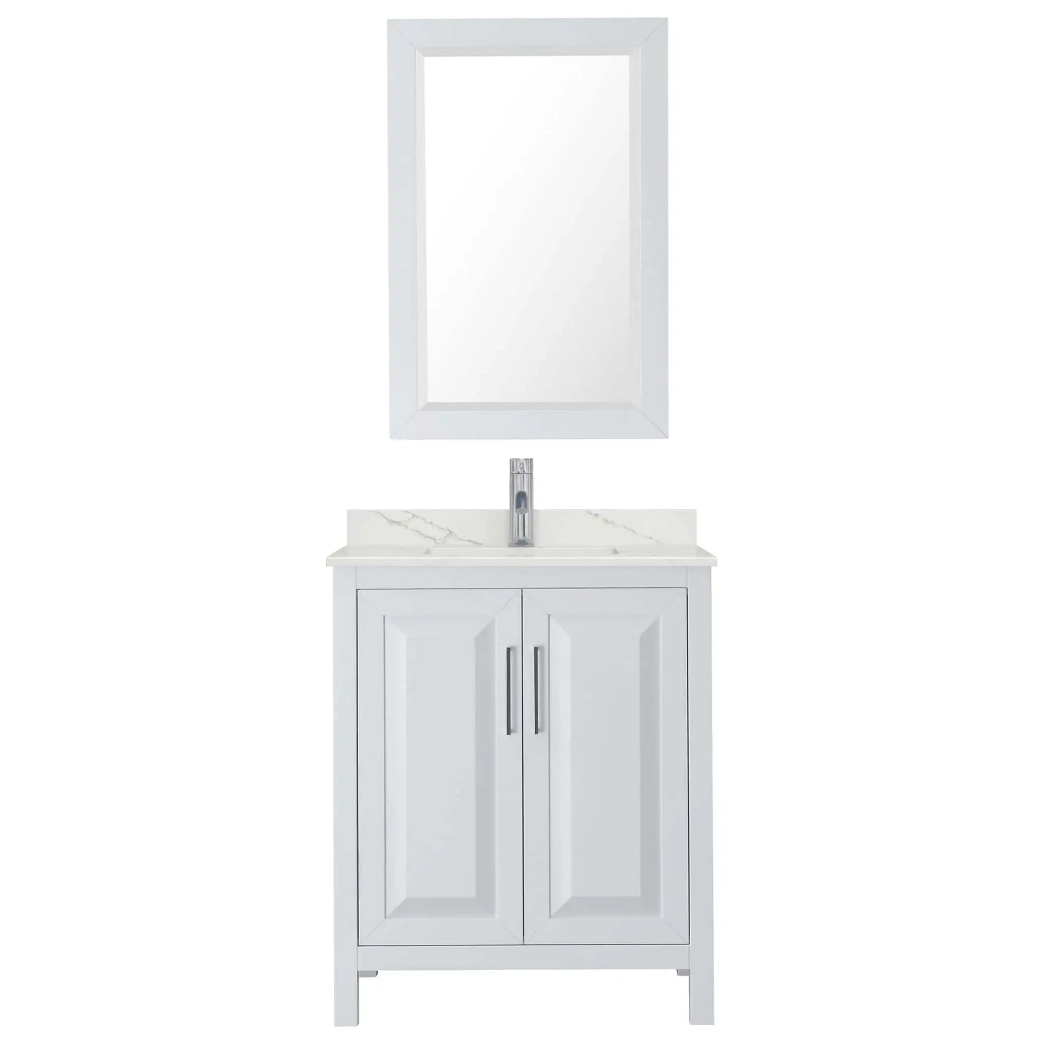 30" Daria Single Bathroom Vanity in White with Polished Chrome Trim & 24" Mirror by Wyndham