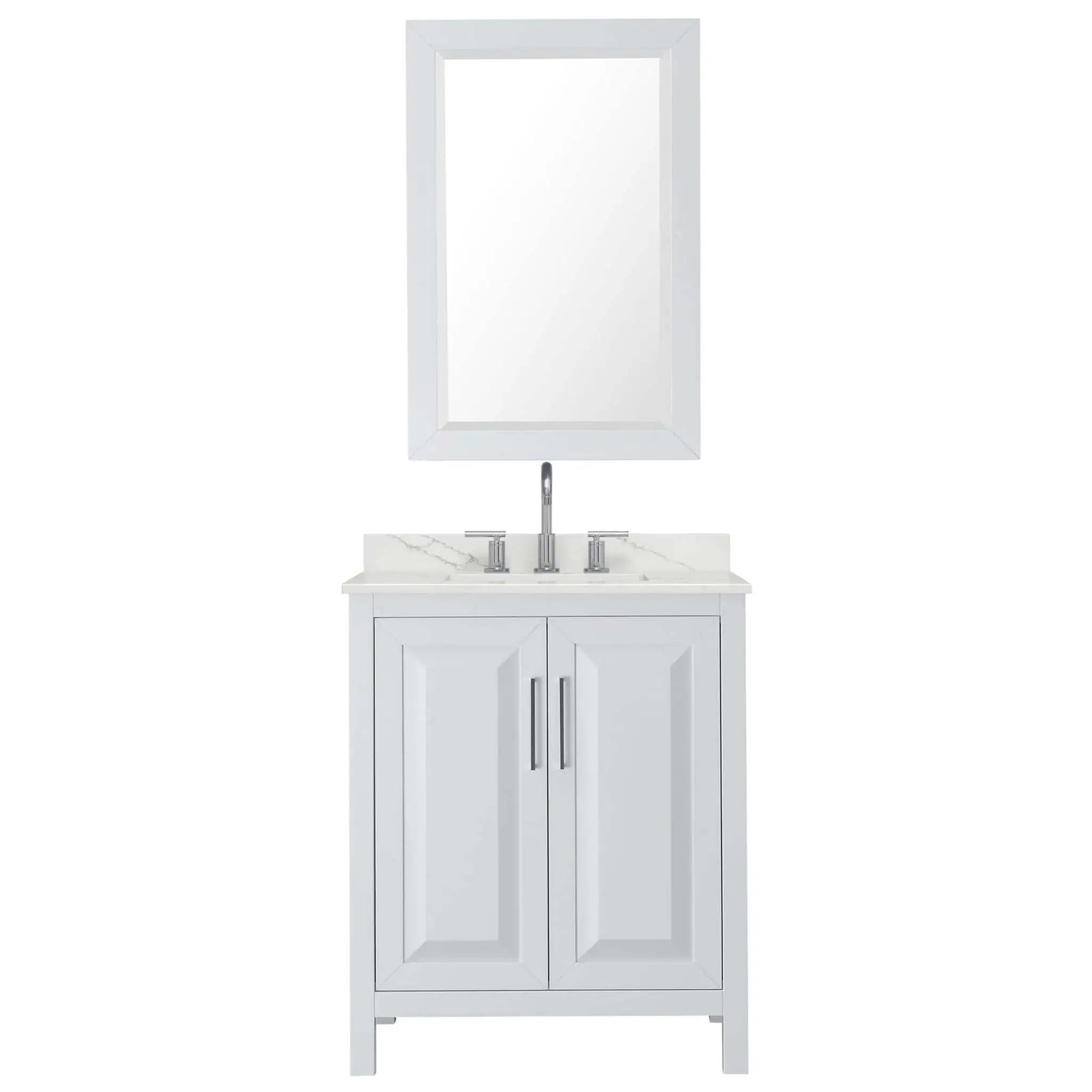 30" Daria Single Bathroom Vanity in White with Polished Chrome Trim & 24" Mirror by Wyndham