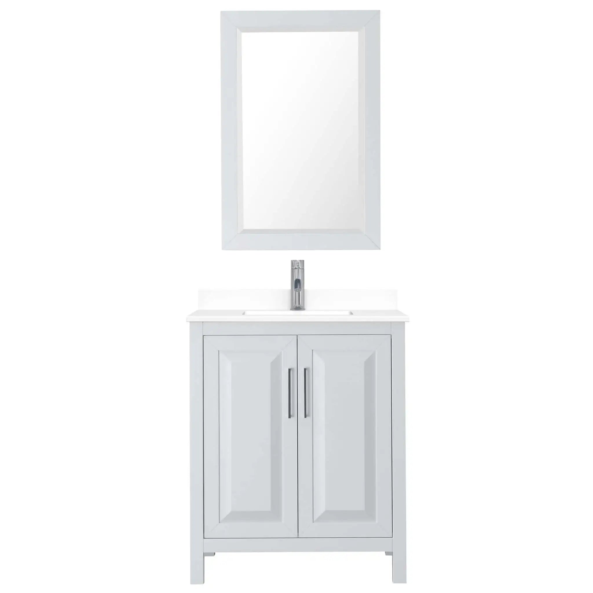 30" Daria Single Bathroom Vanity in White with Polished Chrome Trim & 24" Mirror by Wyndham