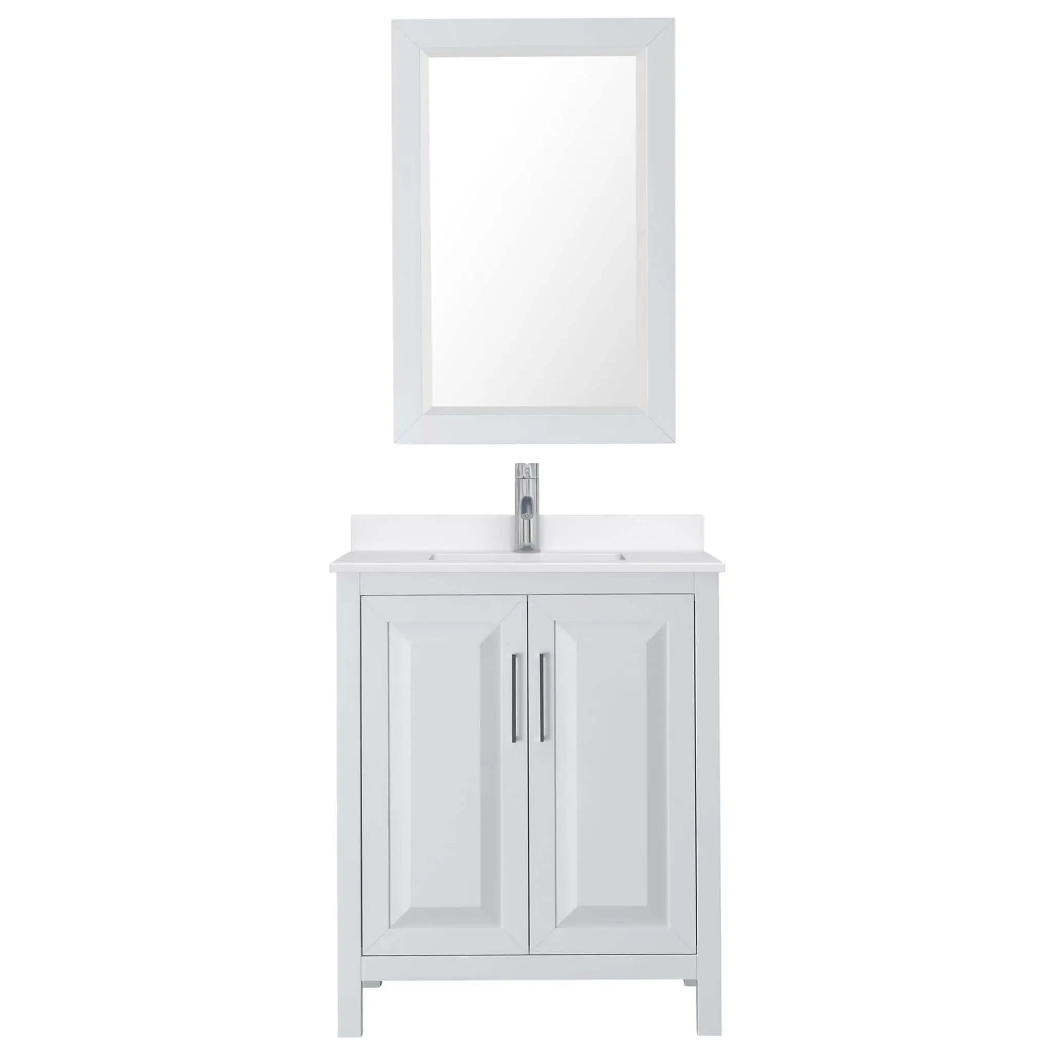 30" Daria Single Bathroom Vanity in White with Polished Chrome Trim & 24" Mirror by Wyndham