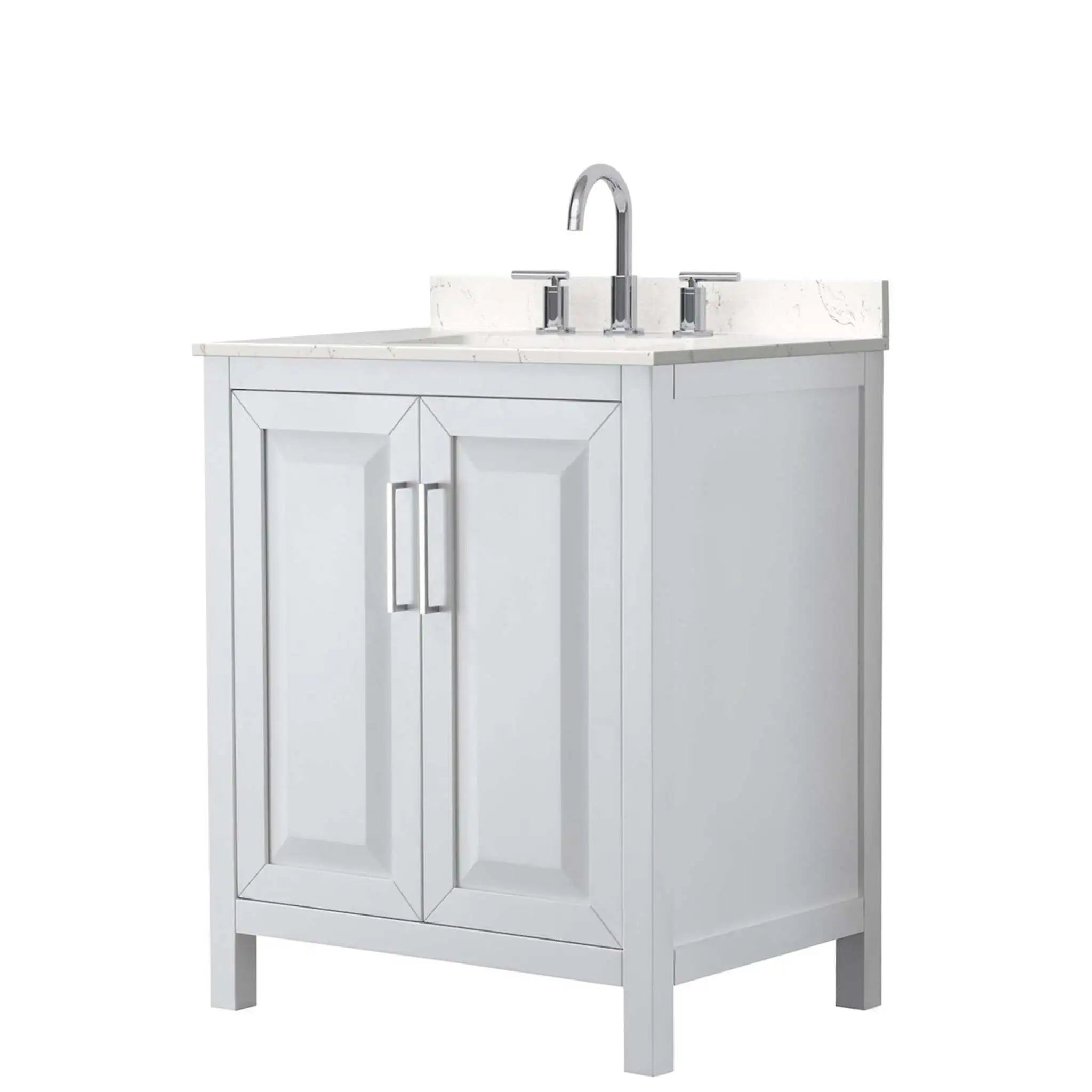 30" Daria Single Bathroom Vanity in White with Polished Chrome Trim by Wyndham
