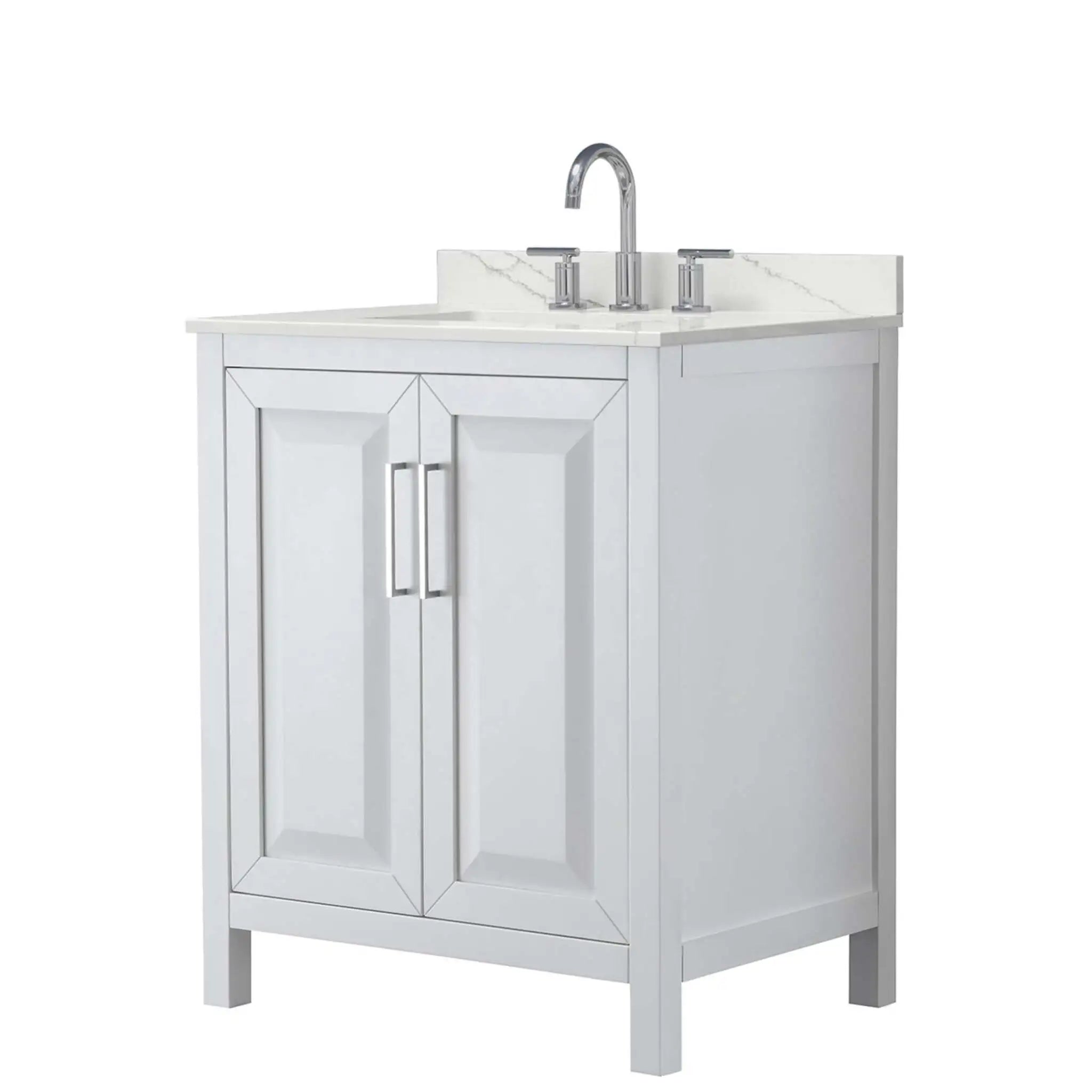 30" Daria Single Bathroom Vanity in White with Polished Chrome Trim by Wyndham