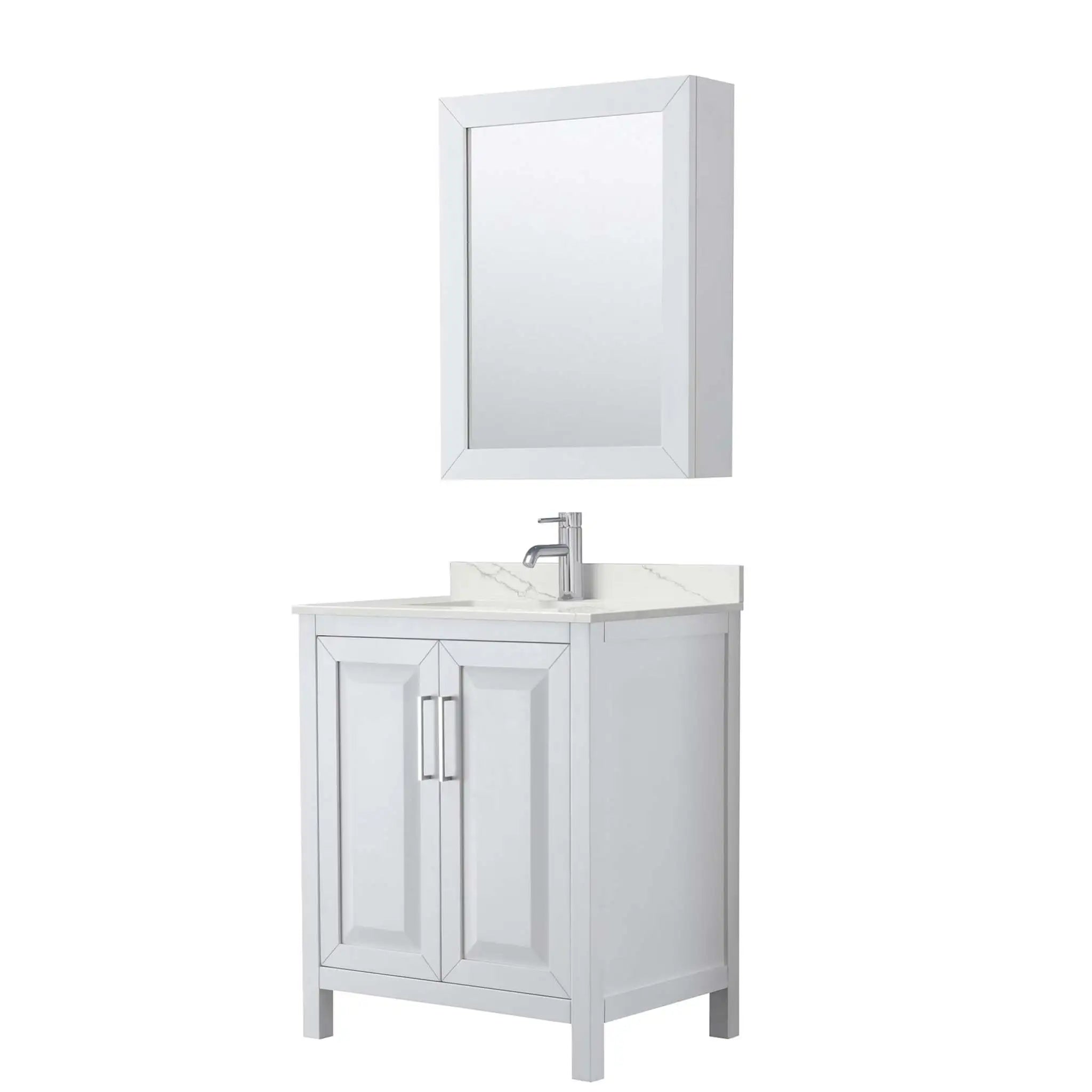 30" Daria Single Bathroom Vanity in White with Polished Chrome Trim & Medicine Cabinet by Wyndham