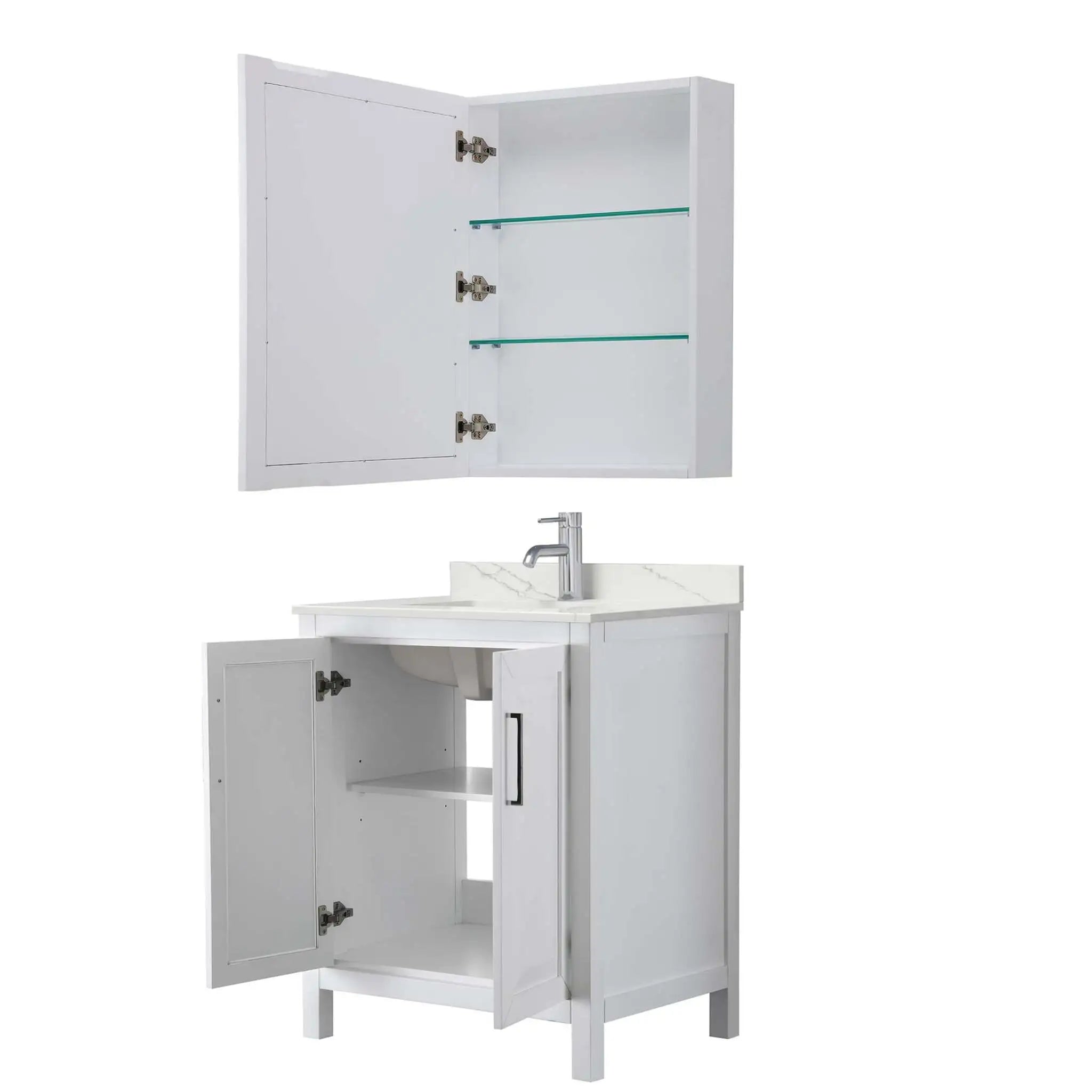 30" Daria Single Bathroom Vanity in White with Polished Chrome Trim & Medicine Cabinet by Wyndham