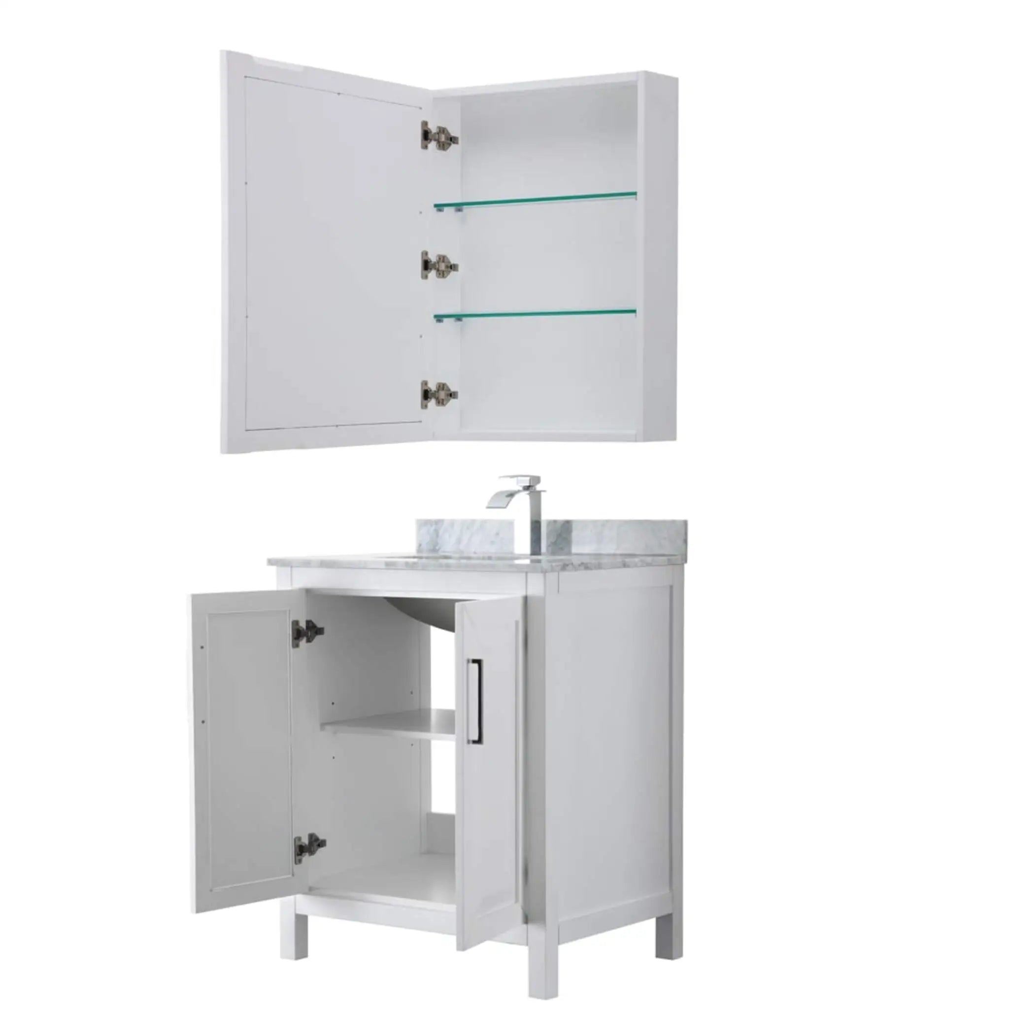 30" Daria Single Bathroom Vanity in White with Polished Chrome Trim & Medicine Cabinet by Wyndham