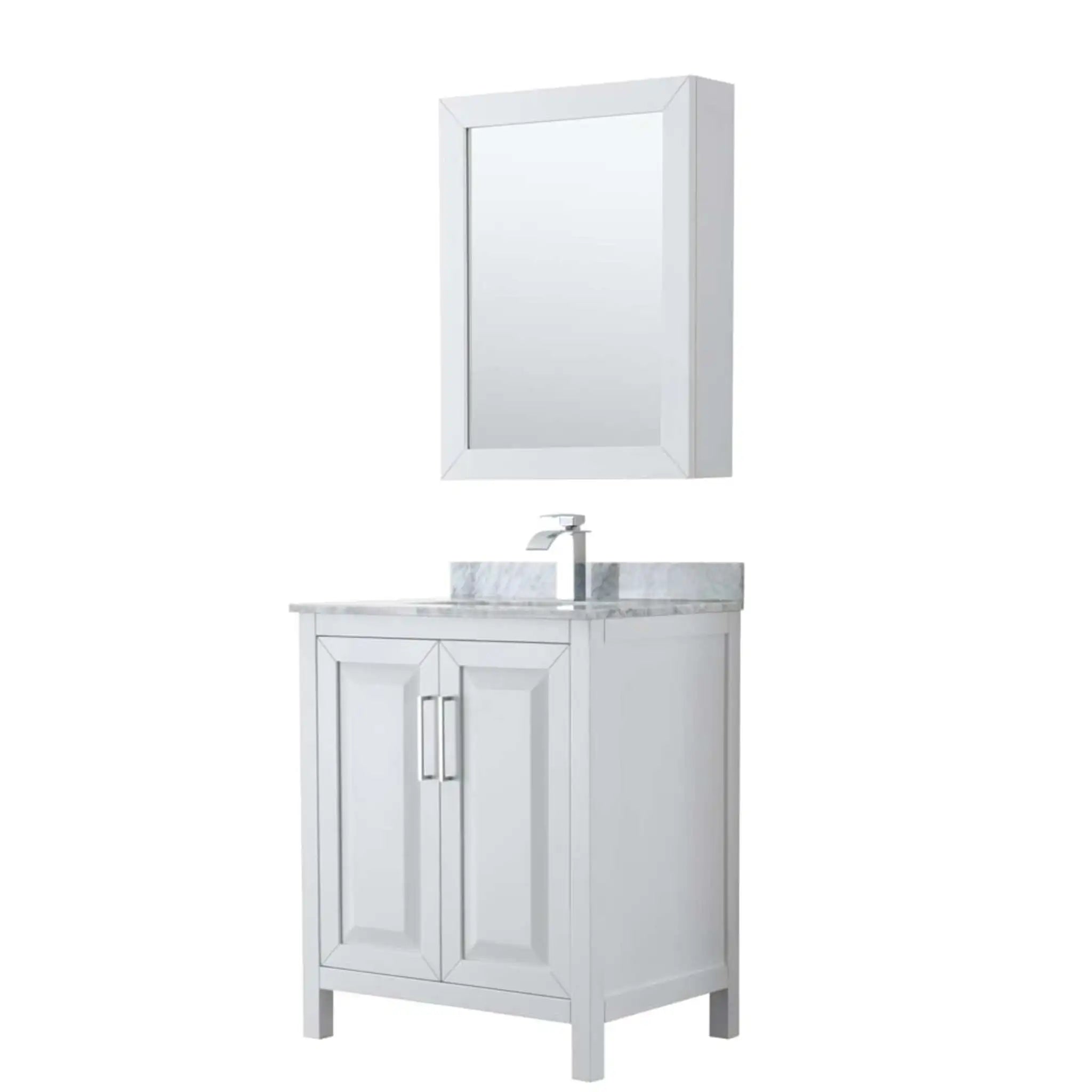 30" Daria Single Bathroom Vanity in White with Polished Chrome Trim & Medicine Cabinet by Wyndham