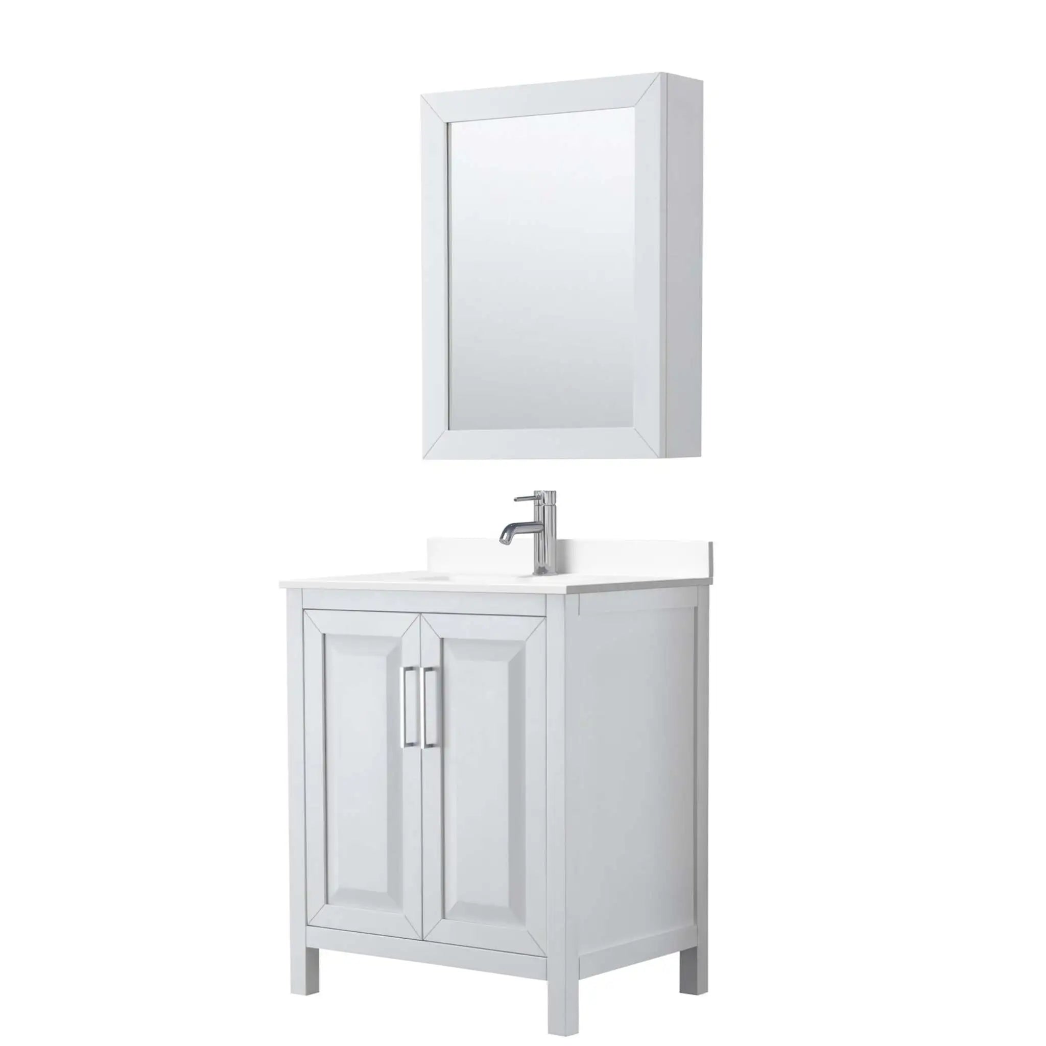30" Daria Single Bathroom Vanity in White with Polished Chrome Trim & Medicine Cabinet by Wyndham