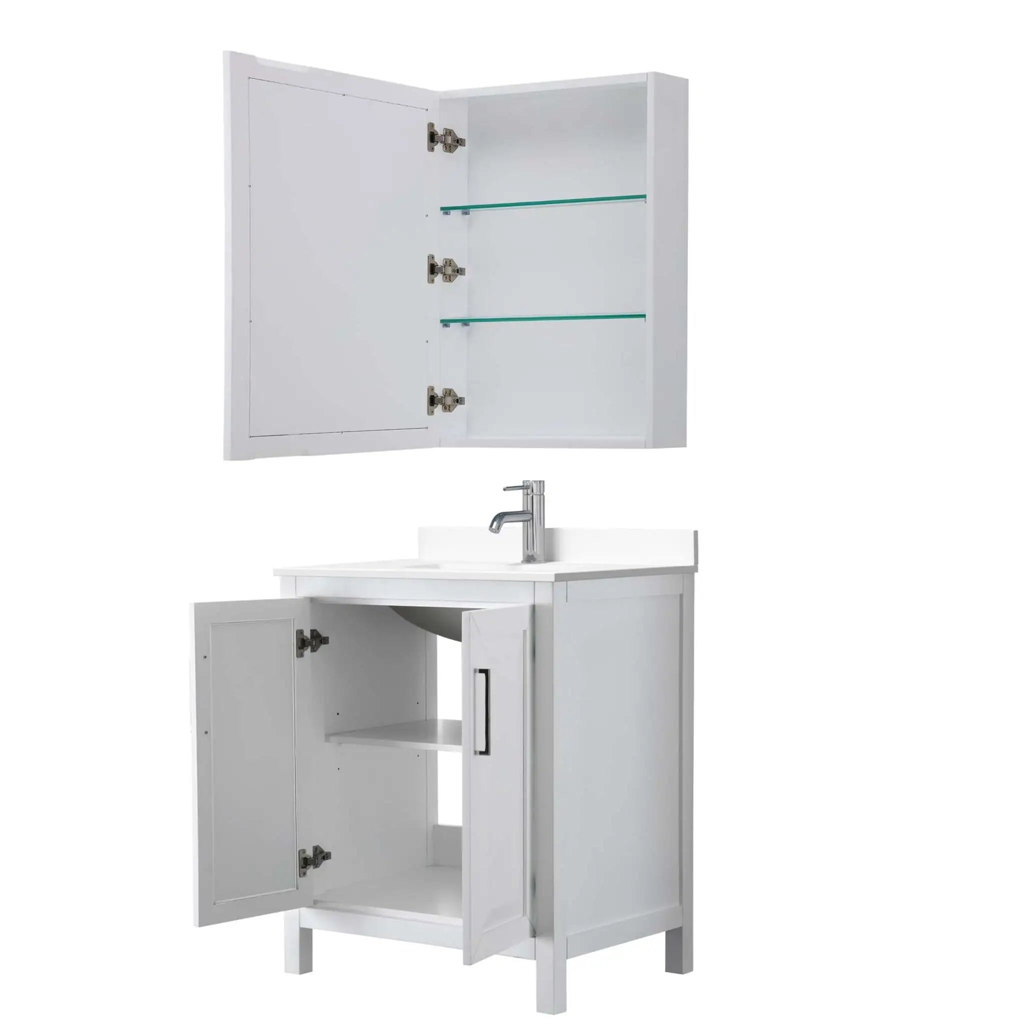 30" Daria Single Bathroom Vanity in White with Polished Chrome Trim & Medicine Cabinet by Wyndham
