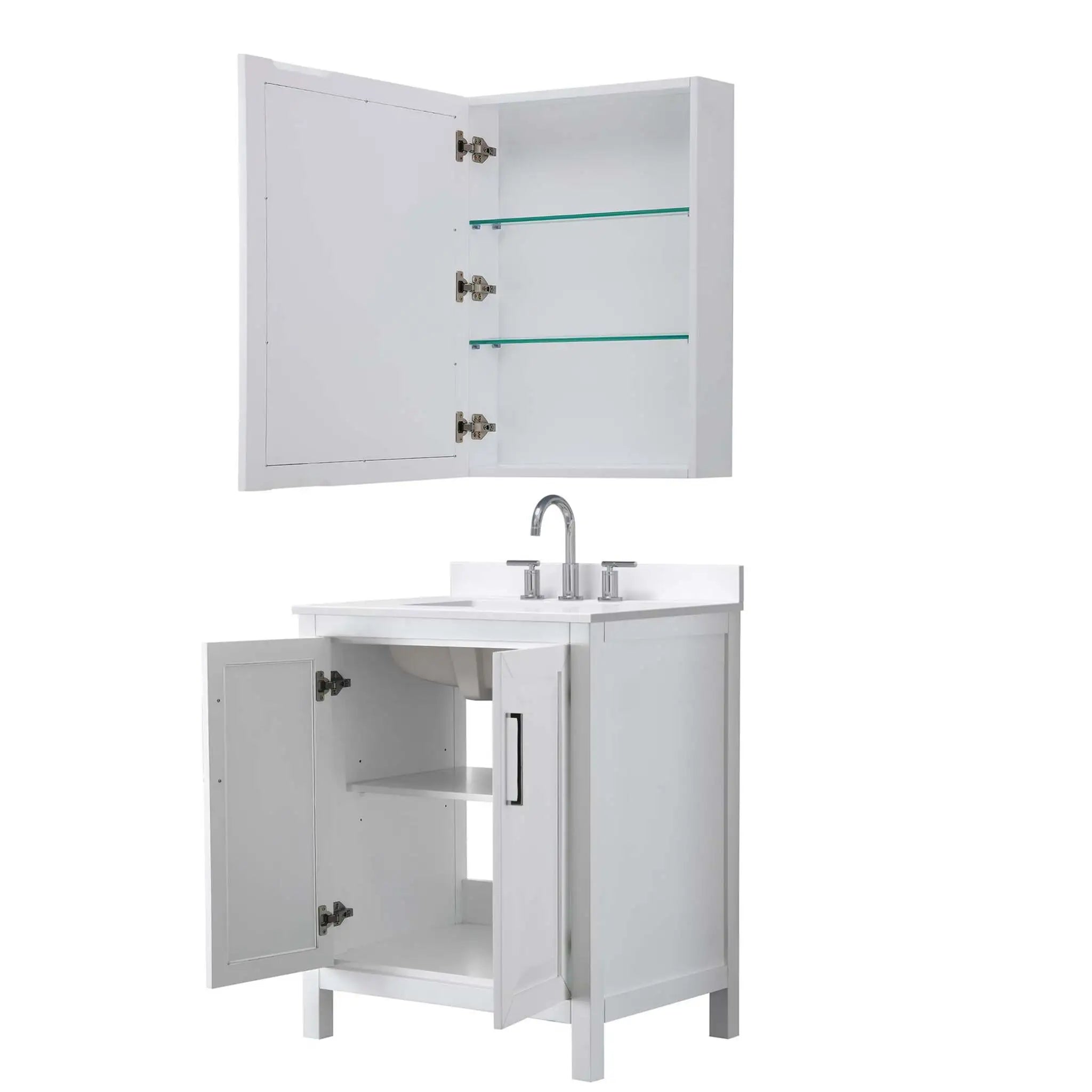 30" Daria Single Bathroom Vanity in White with Polished Chrome Trim & Medicine Cabinet by Wyndham