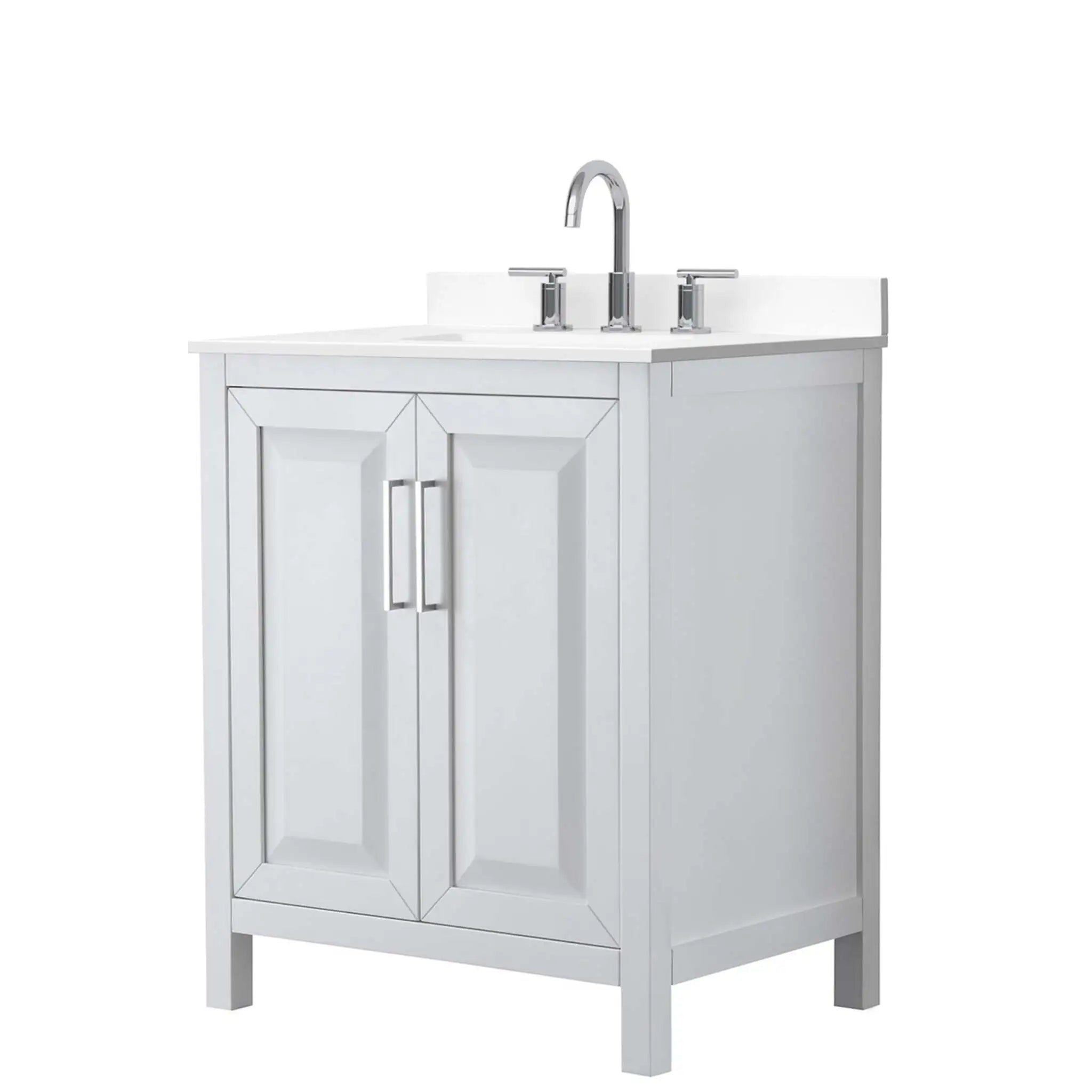 30" Daria Single Bathroom Vanity in White with Polished Chrome Trim by Wyndham
