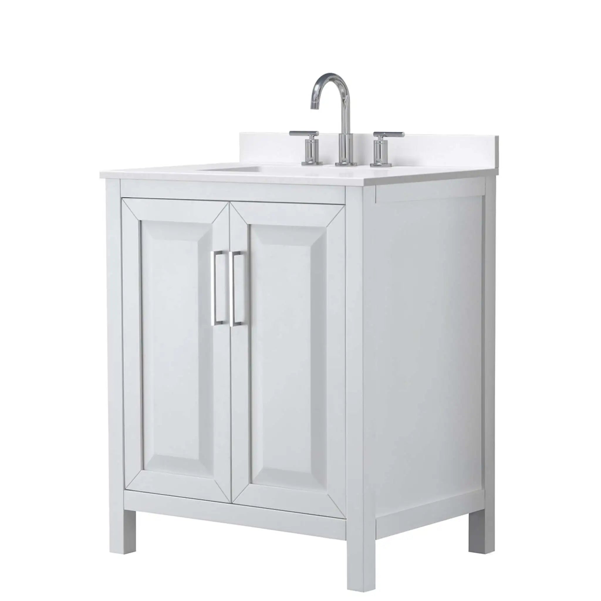 30" Daria Single Bathroom Vanity in White with Polished Chrome Trim by Wyndham