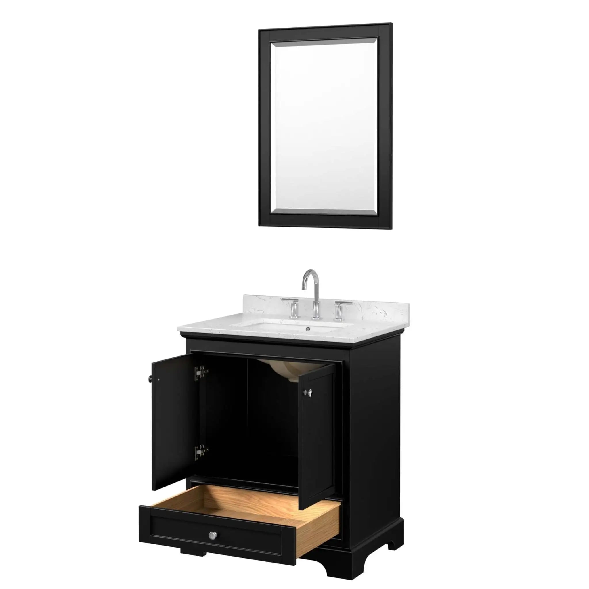 30" Deborah Single Bathroom Vanity in Dark Espresso with Polished Chrome Trim & 24" Mirror by Wyndham