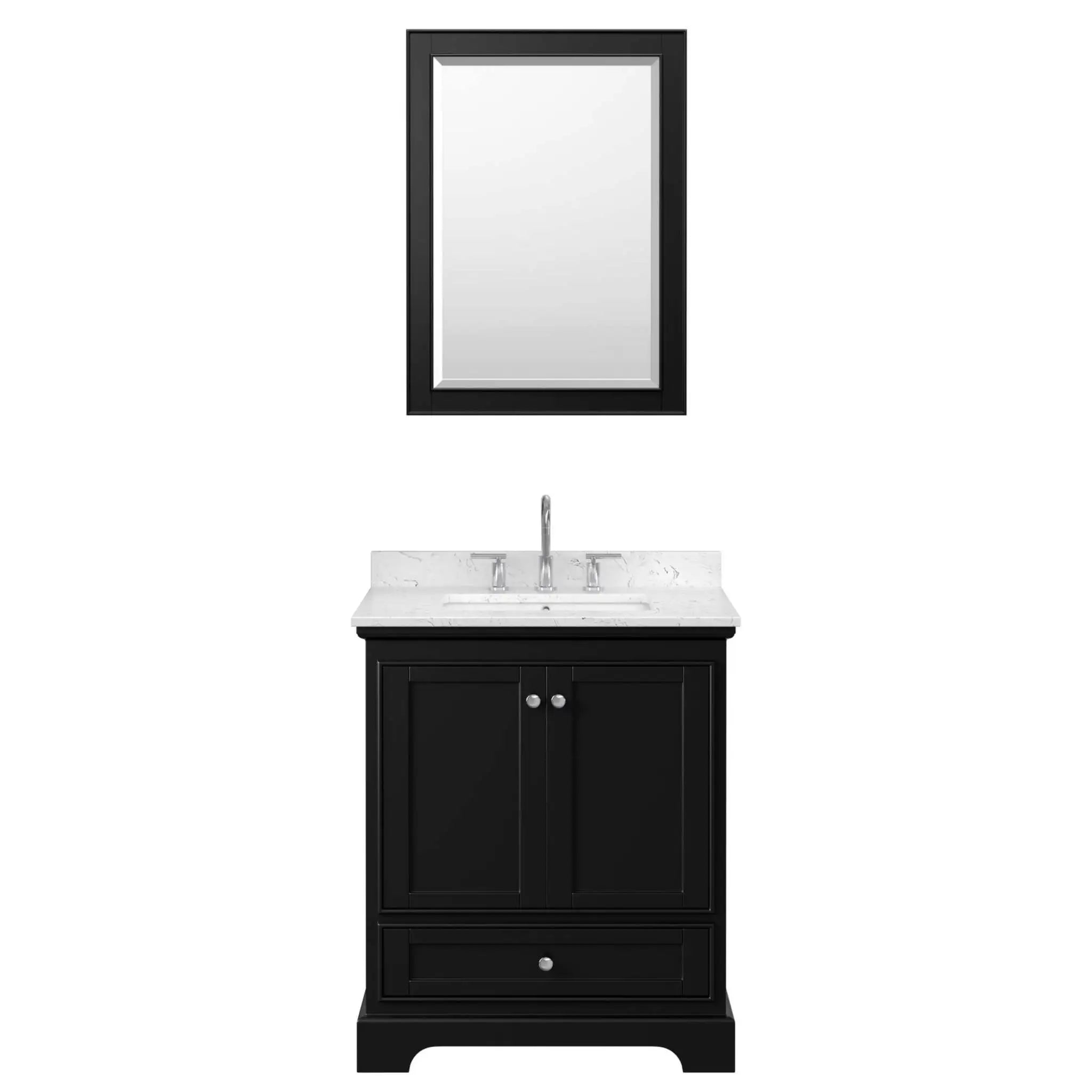30" Deborah Single Bathroom Vanity in Dark Espresso with Polished Chrome Trim & 24" Mirror by Wyndham