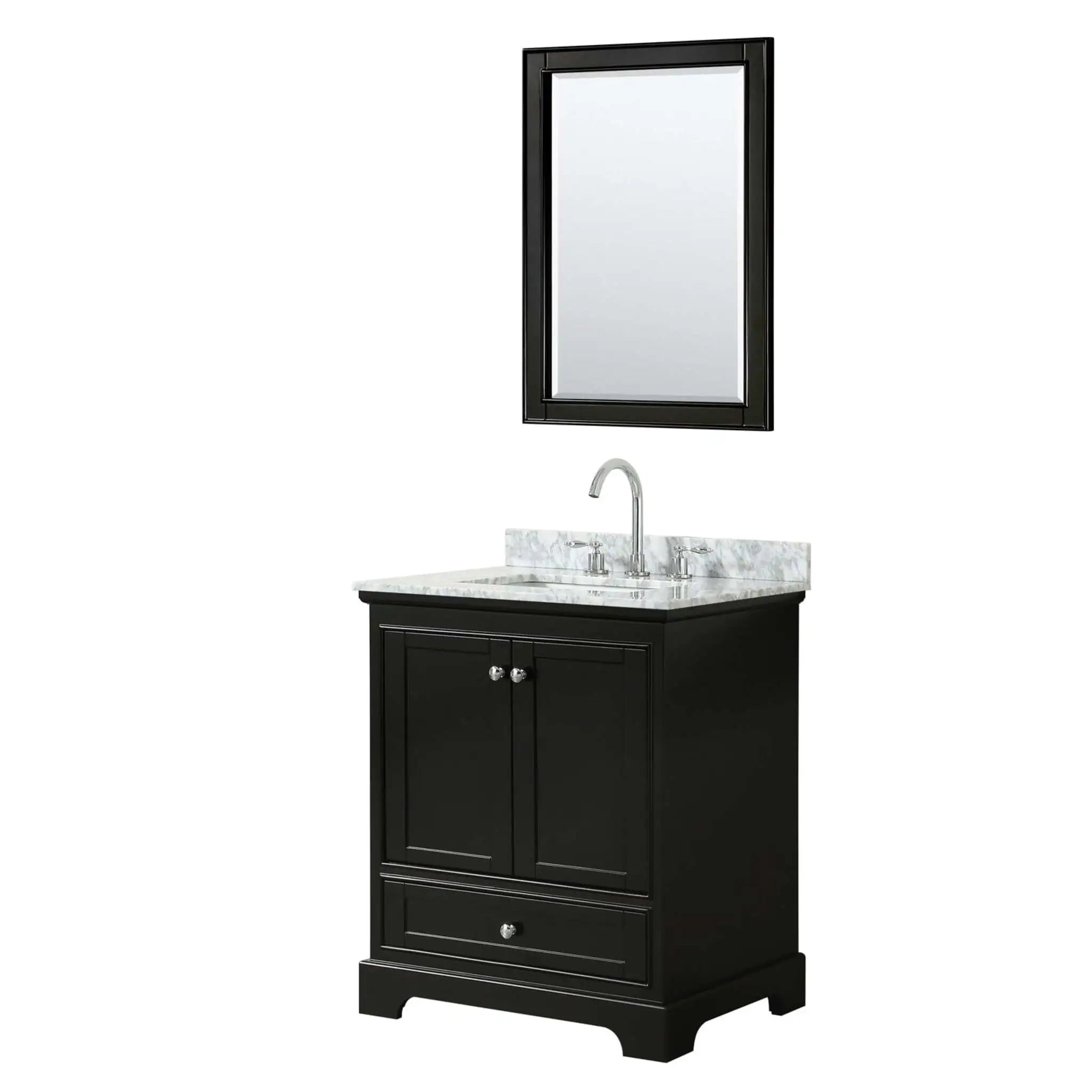 30" Deborah Single Bathroom Vanity in Dark Espresso with Polished Chrome Trim & 24" Mirror by Wyndham