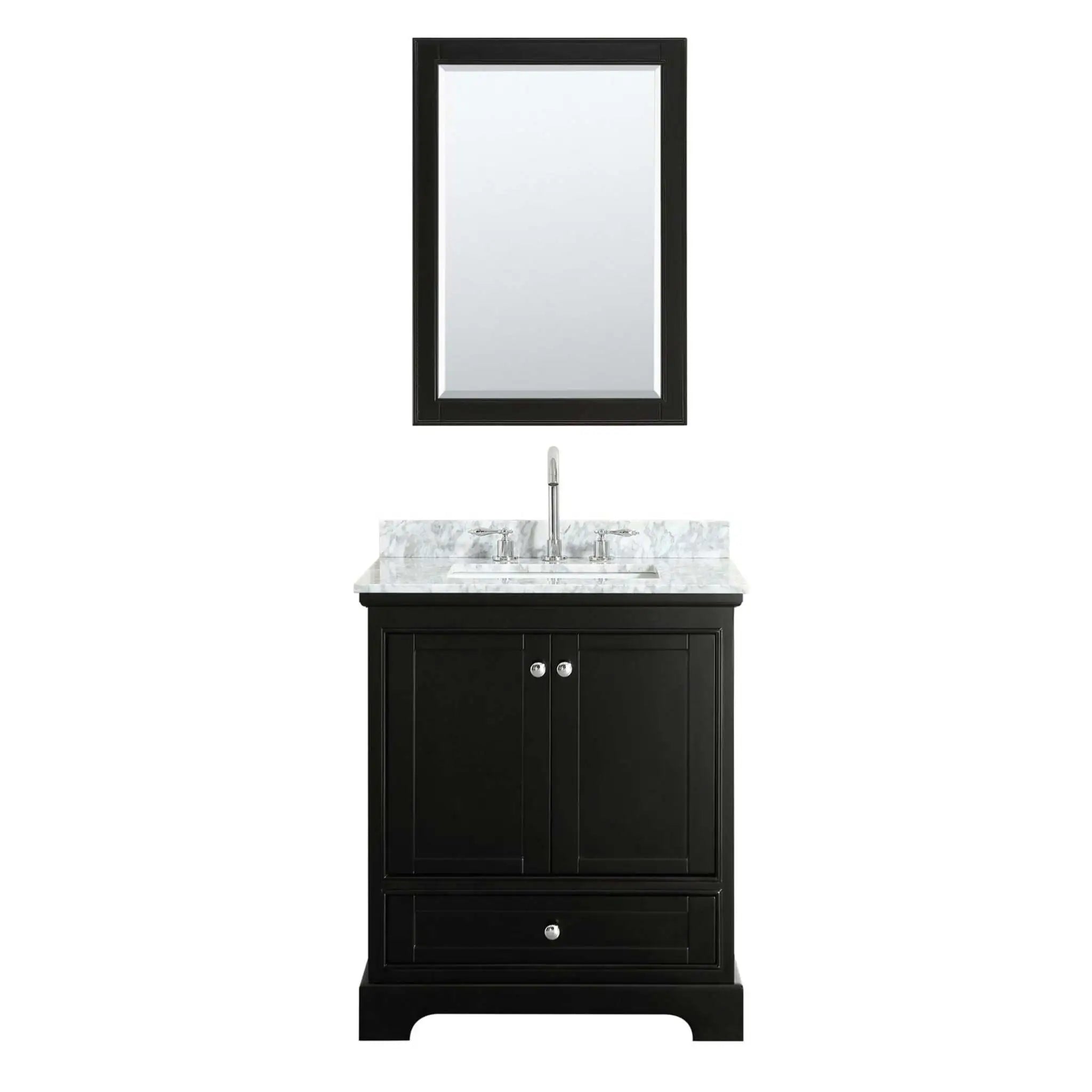 30" Deborah Single Bathroom Vanity in Dark Espresso with Polished Chrome Trim & 24" Mirror by Wyndham