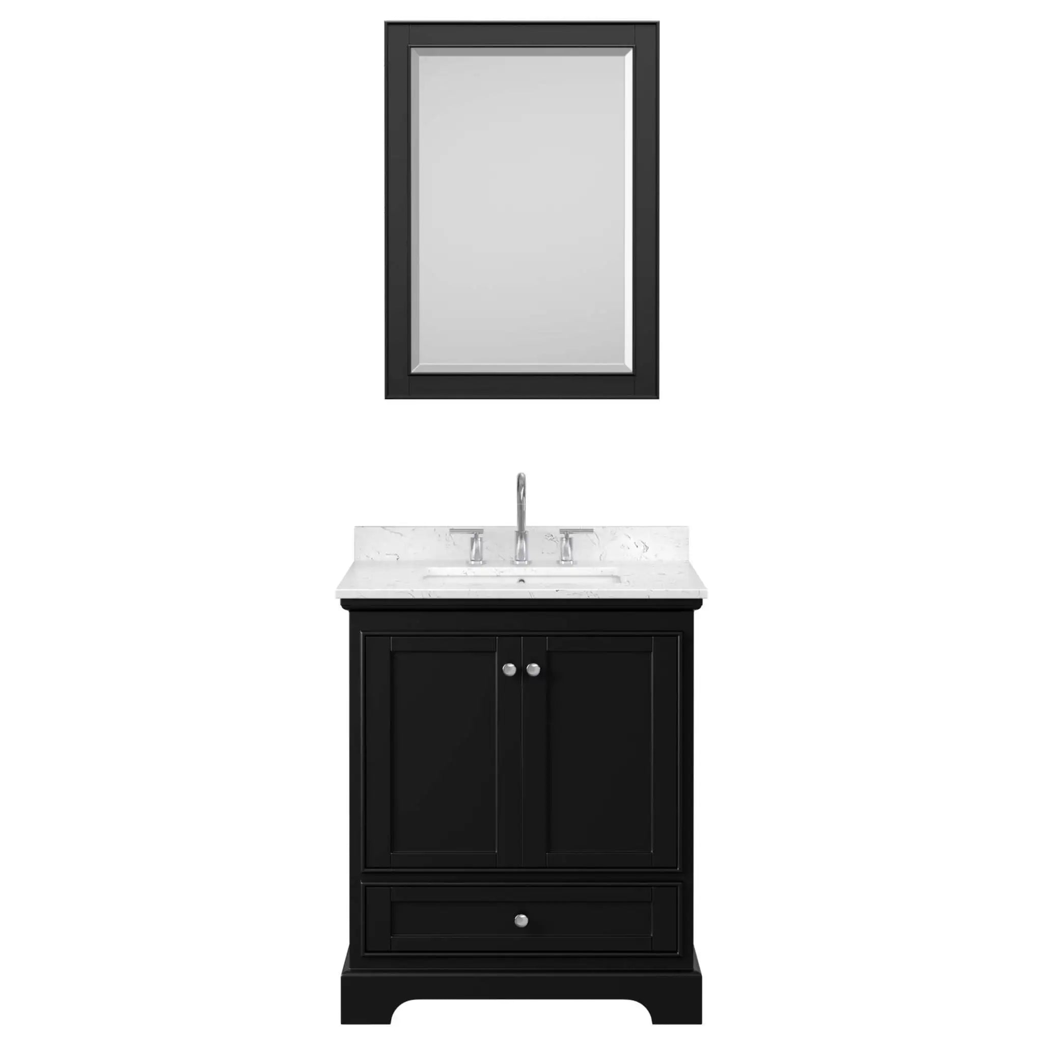 30" Deborah Single Bathroom Vanity in Dark Espresso with Polished Chrome Trim & Medicine Cabinet by Wyndham