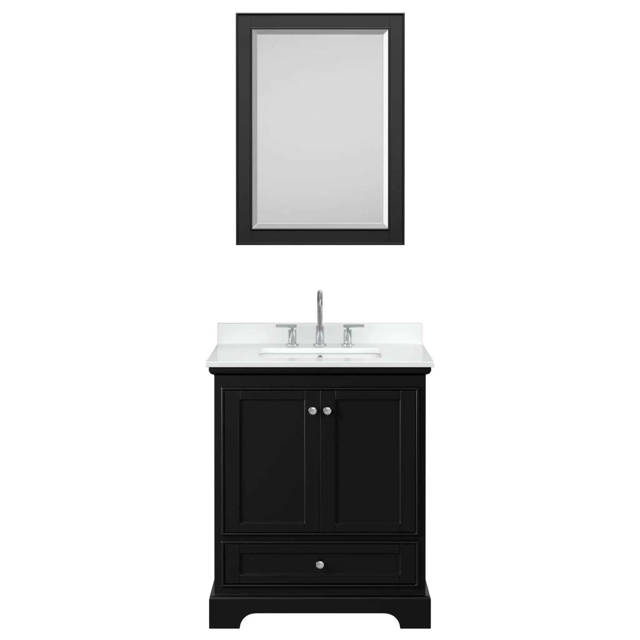 30" Deborah Single Bathroom Vanity in Dark Espresso with Polished Chrome Trim & Medicine Cabinet by Wyndham