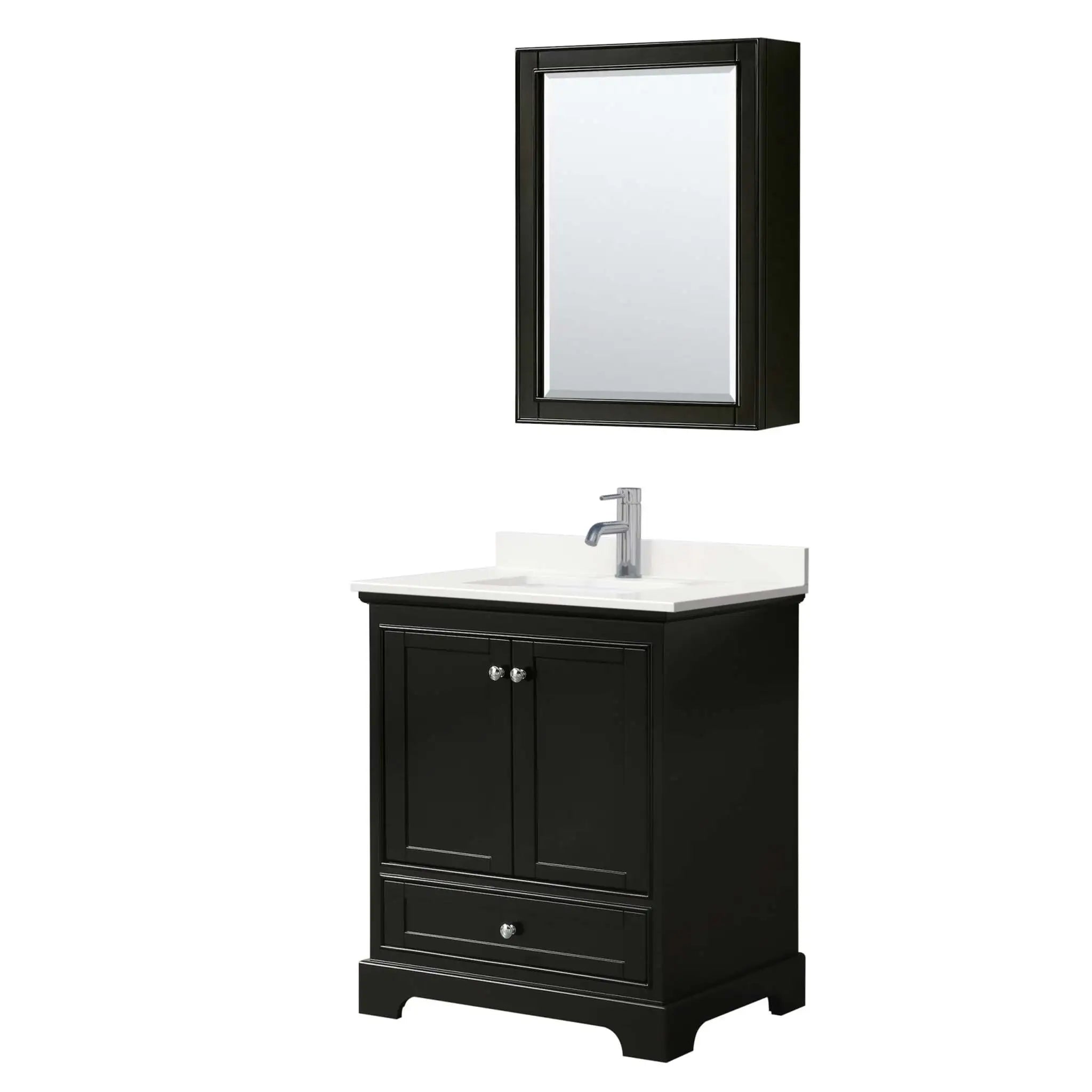 30" Deborah Single Bathroom Vanity in Dark Espresso with Polished Chrome Trim & Medicine Cabinet by Wyndham