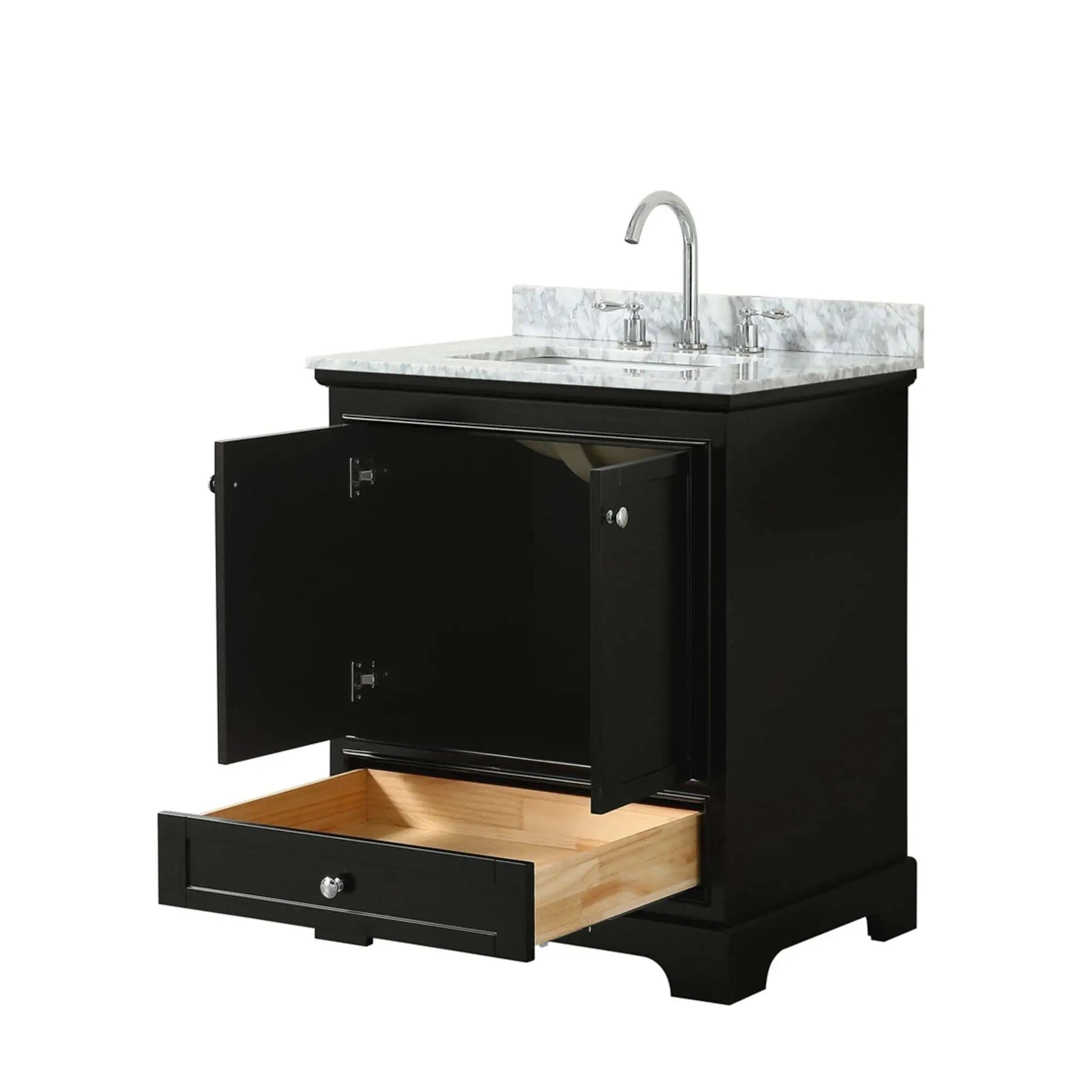 30" Deborah Single Bathroom Vanity in Dark Espresso with Polished Chrome Trim by Wyndham