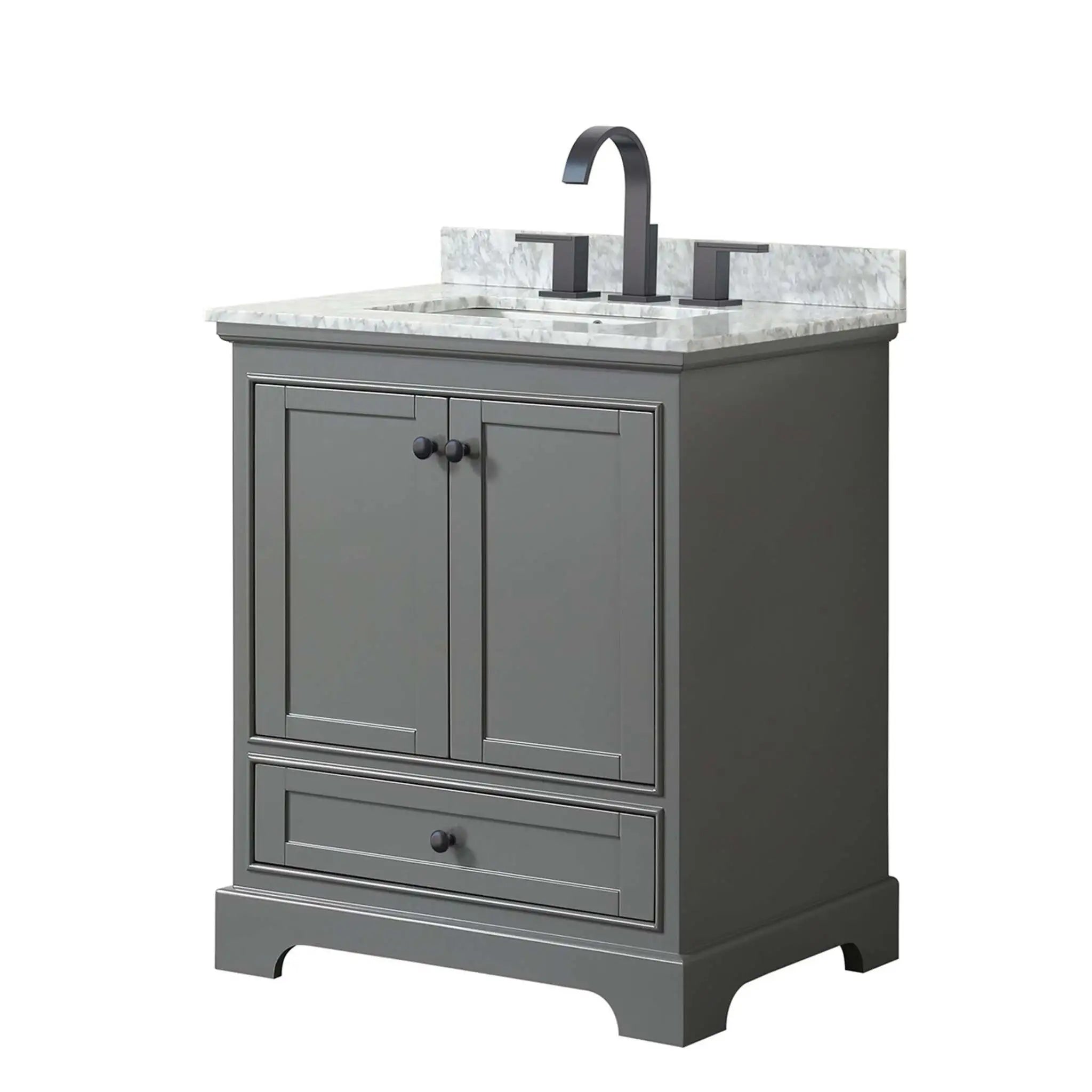 30" Deborah Single Bathroom Vanity in Dark Gray with Matte Black Trim by Wyndham