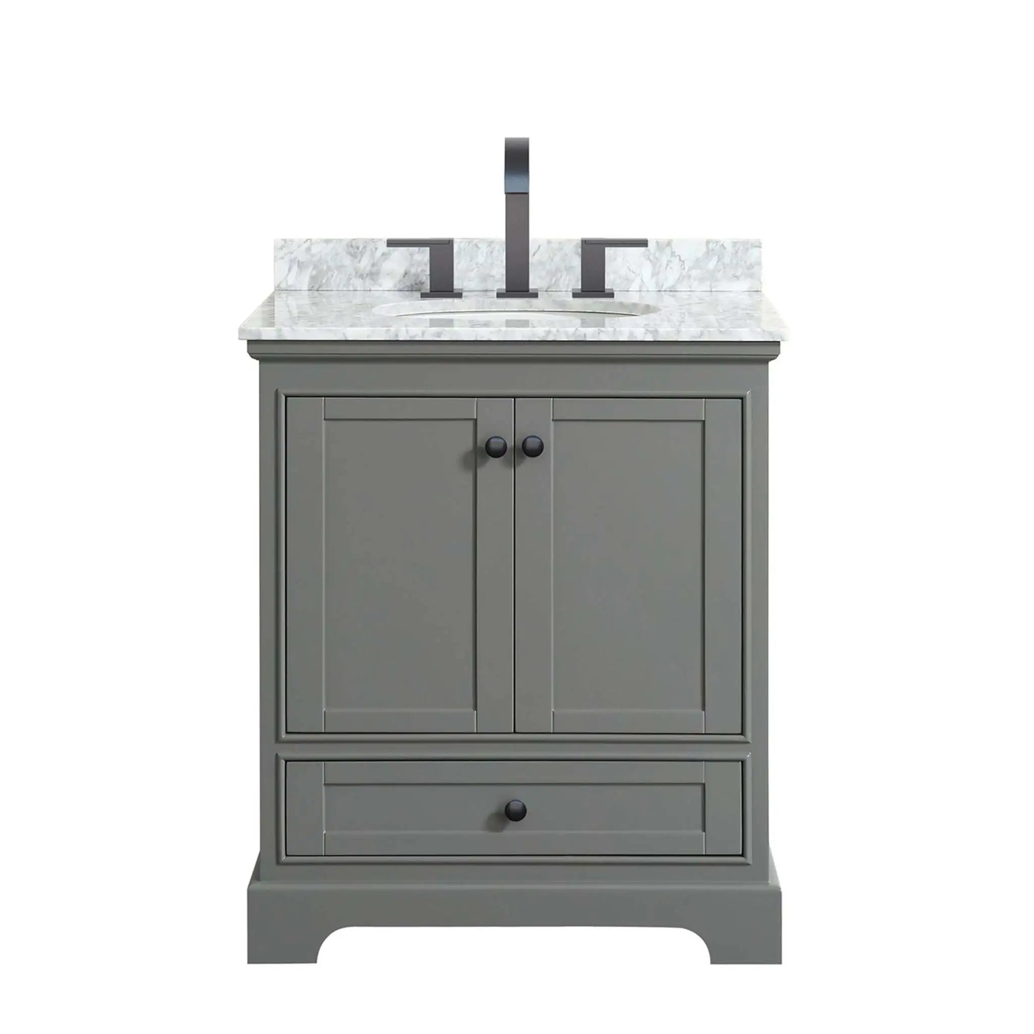 30" Deborah Single Bathroom Vanity in Dark Gray with Matte Black Trim by Wyndham