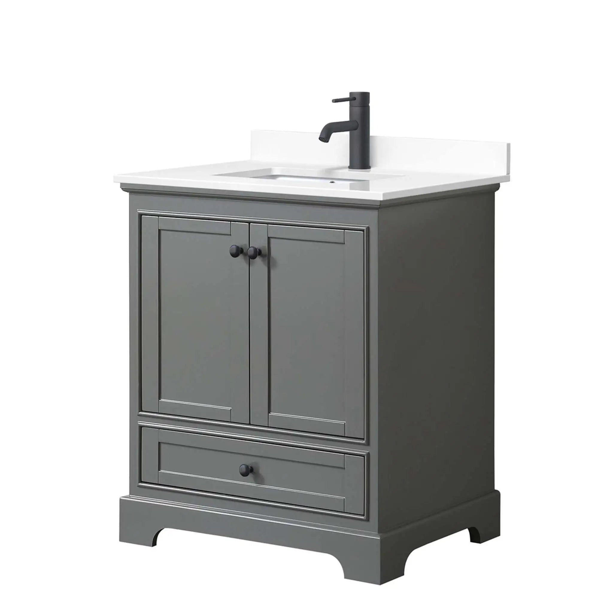 30" Deborah Single Bathroom Vanity in Dark Gray with Matte Black Trim by Wyndham