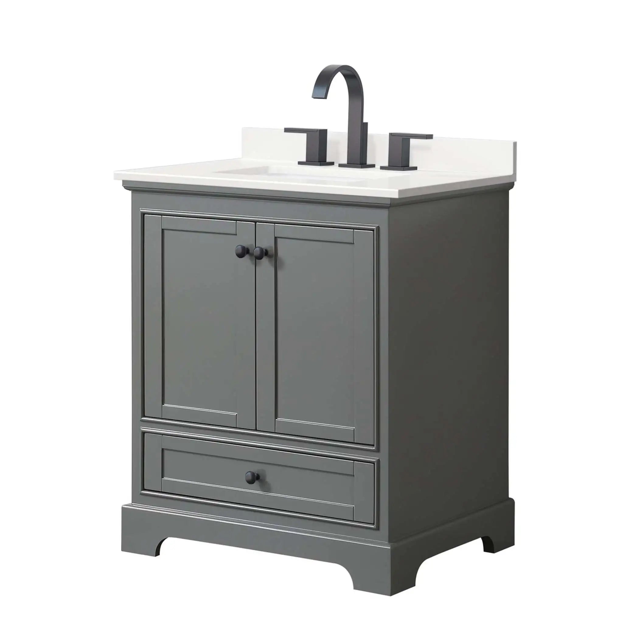30" Deborah Single Bathroom Vanity in Dark Gray with Matte Black Trim by Wyndham