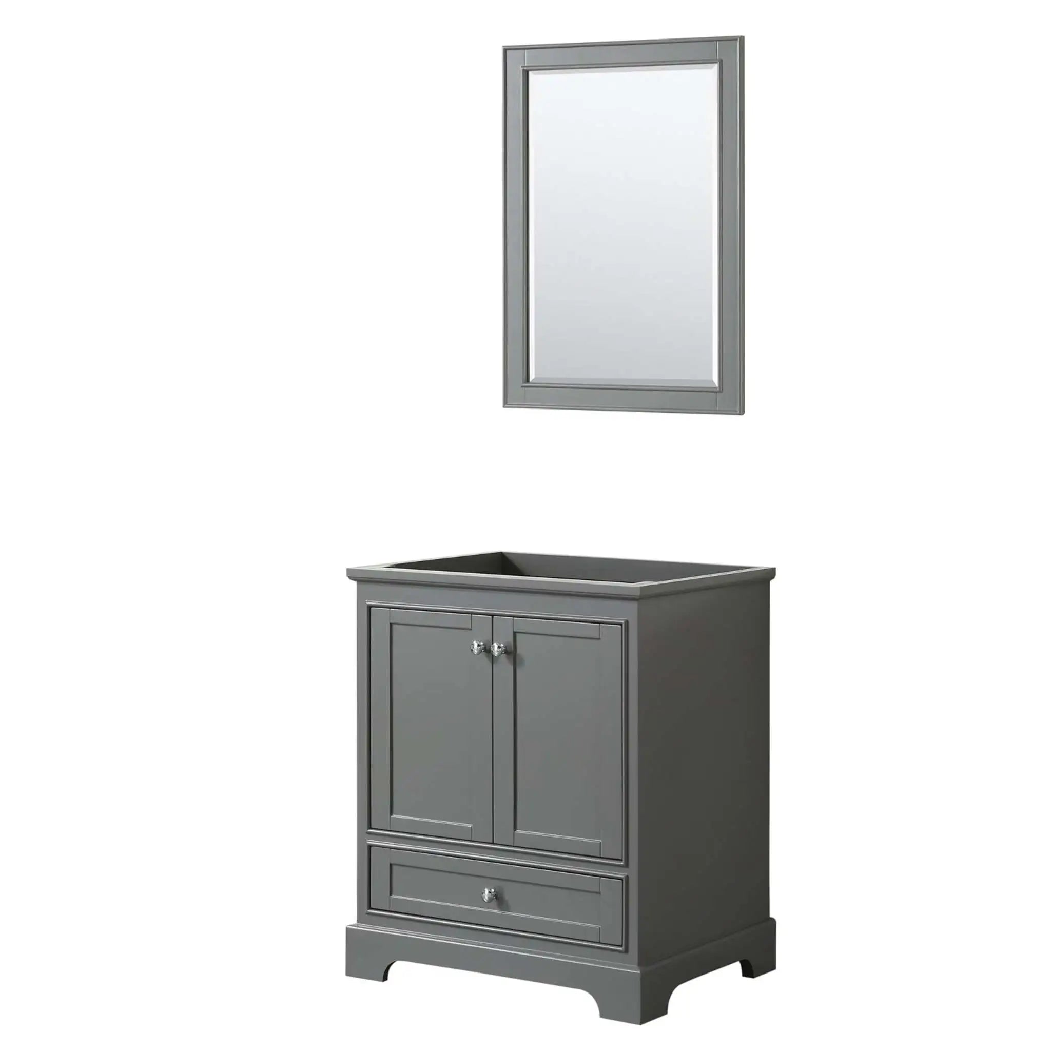 30" Deborah Single Bathroom Vanity in Dark Gray with Polished Chrome Trim & 24" Mirror by Wyndham