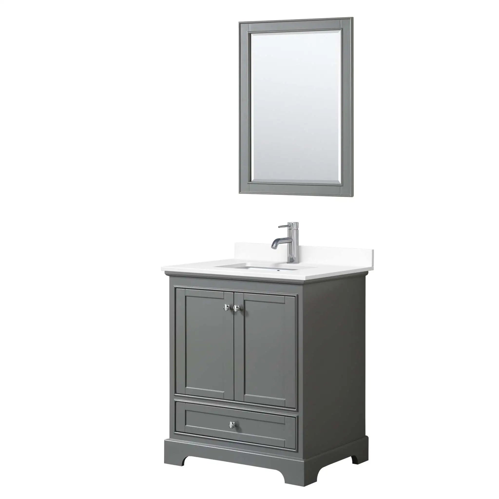 30" Deborah Single Bathroom Vanity in Dark Gray with Polished Chrome Trim & 24" Mirror by Wyndham