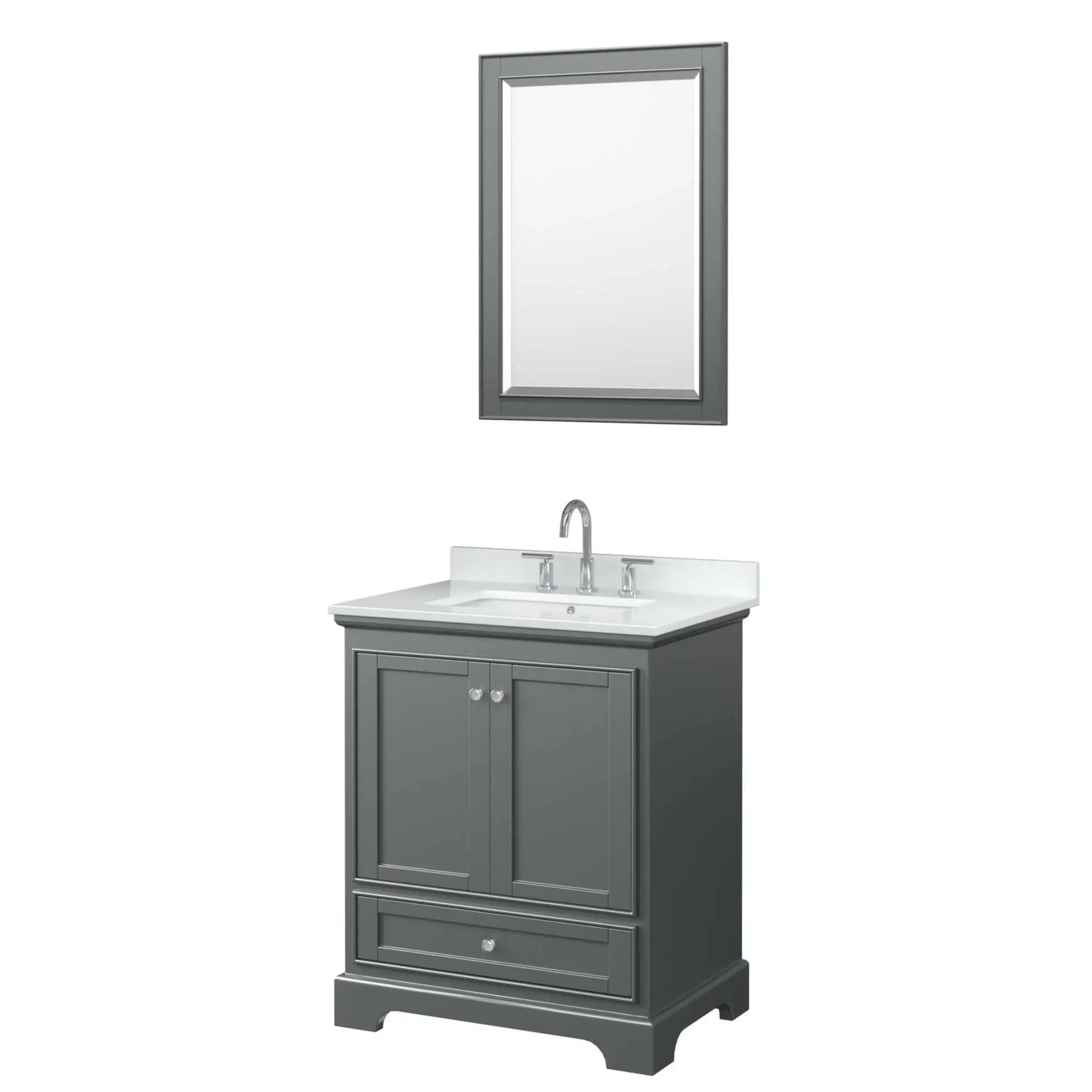 30" Deborah Single Bathroom Vanity in Dark Gray with Polished Chrome Trim & 24" Mirror by Wyndham