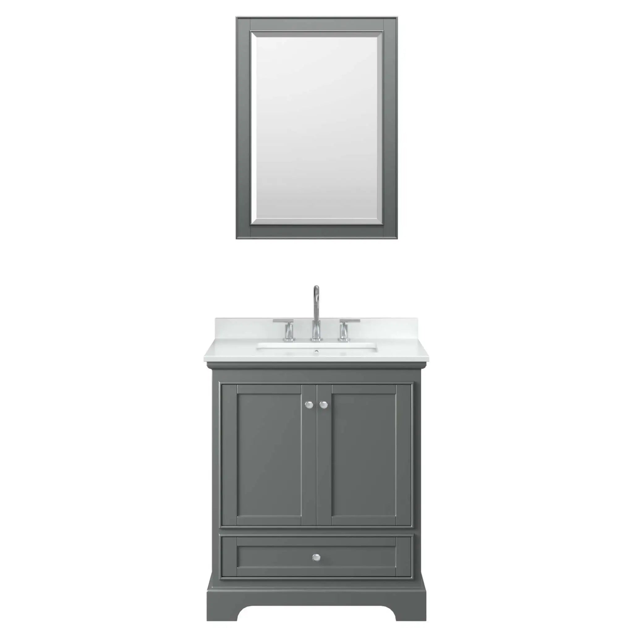 30" Deborah Single Bathroom Vanity in Dark Gray with Polished Chrome Trim & 24" Mirror by Wyndham