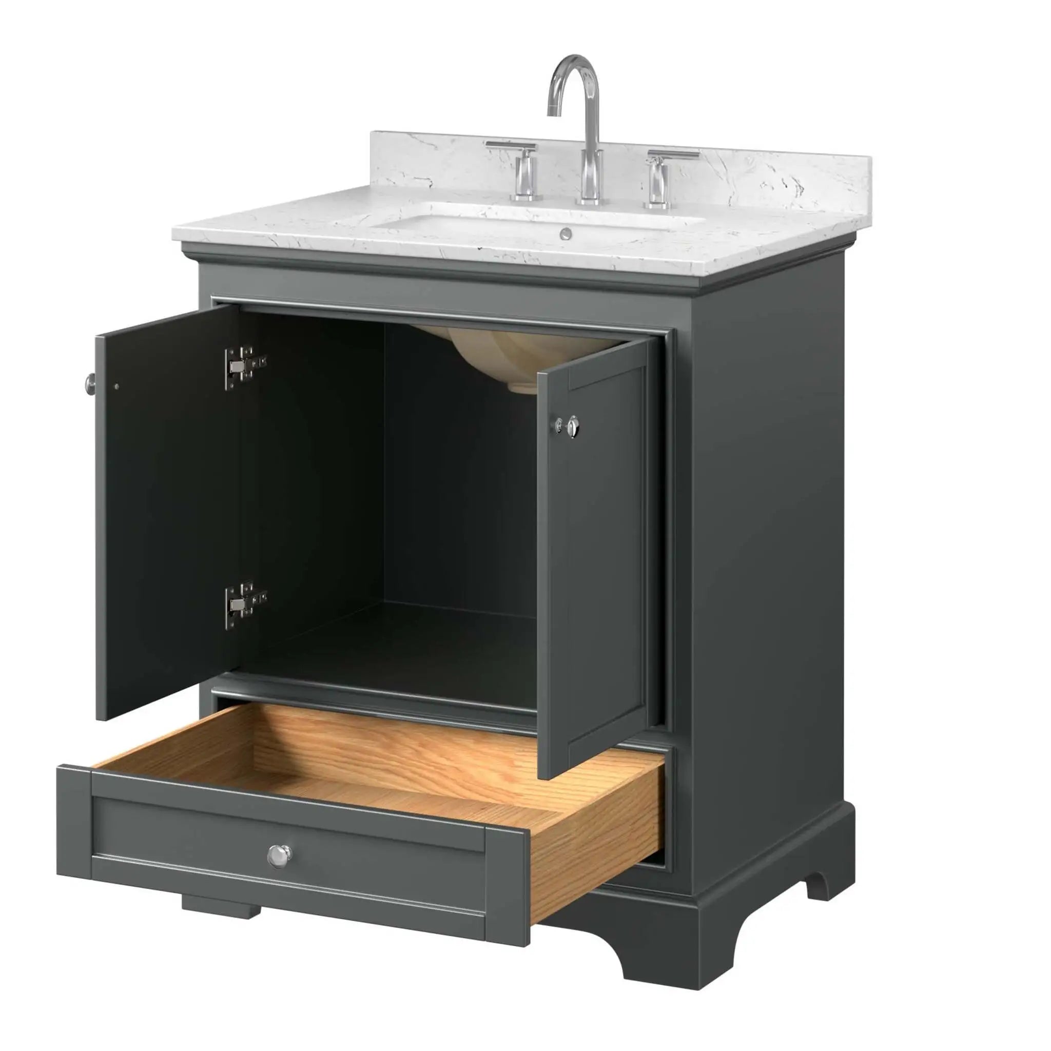30" Deborah Single Bathroom Vanity in Dark Gray with Polished Chrome Trim by Wyndham