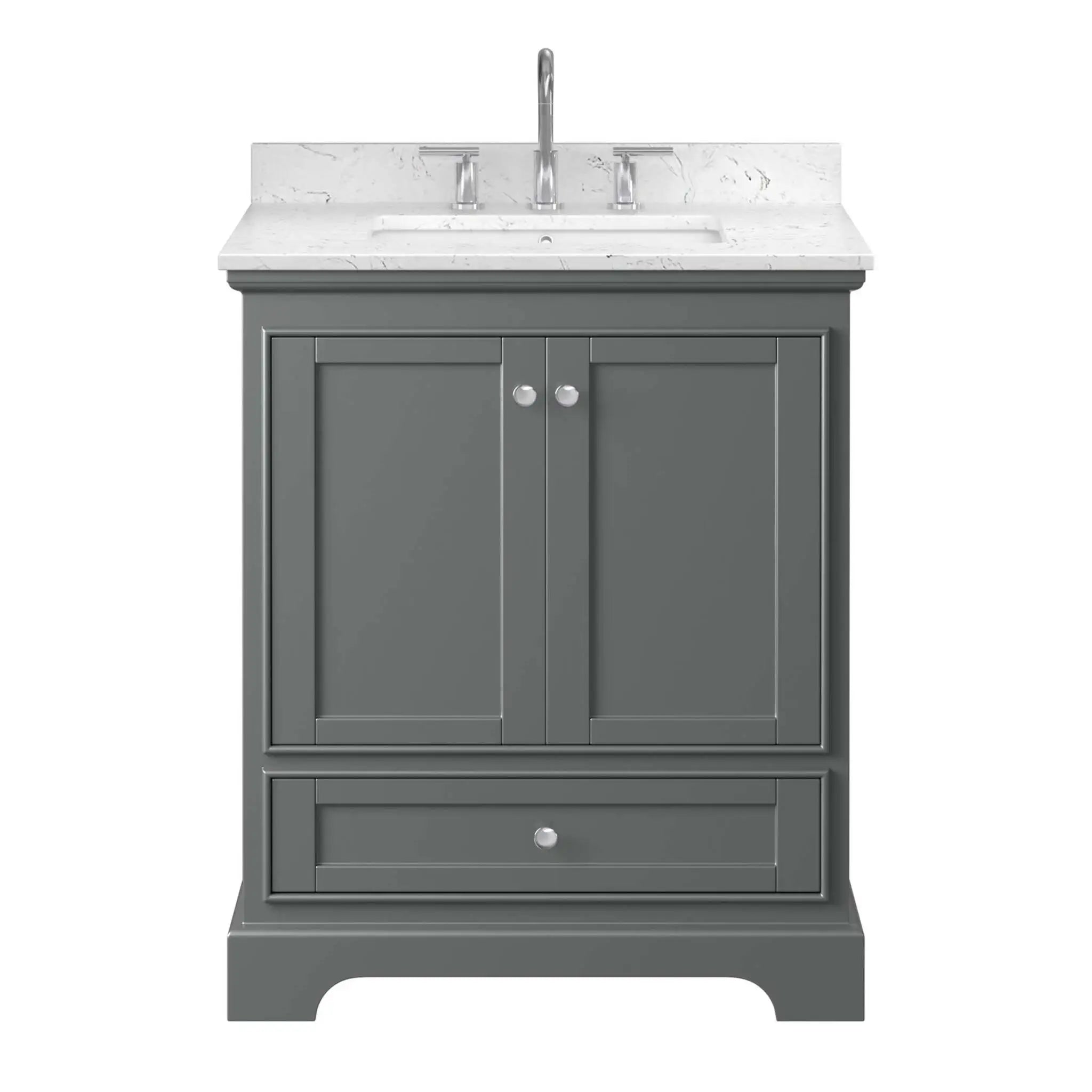 30" Deborah Single Bathroom Vanity in Dark Gray with Polished Chrome Trim by Wyndham