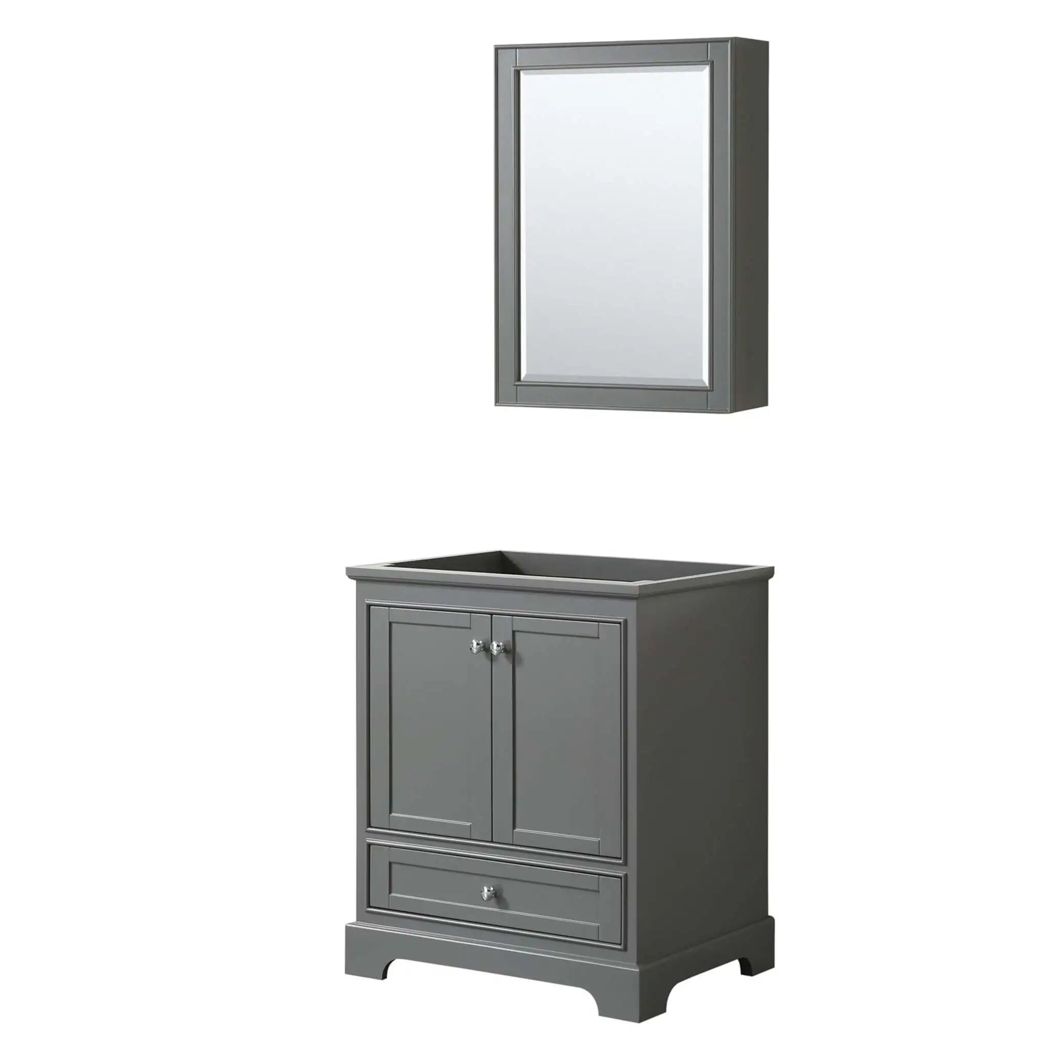 30" Deborah Single Bathroom Vanity in Dark Gray with Polished Chrome Trim & Medicine Cabinet by Wyndham
