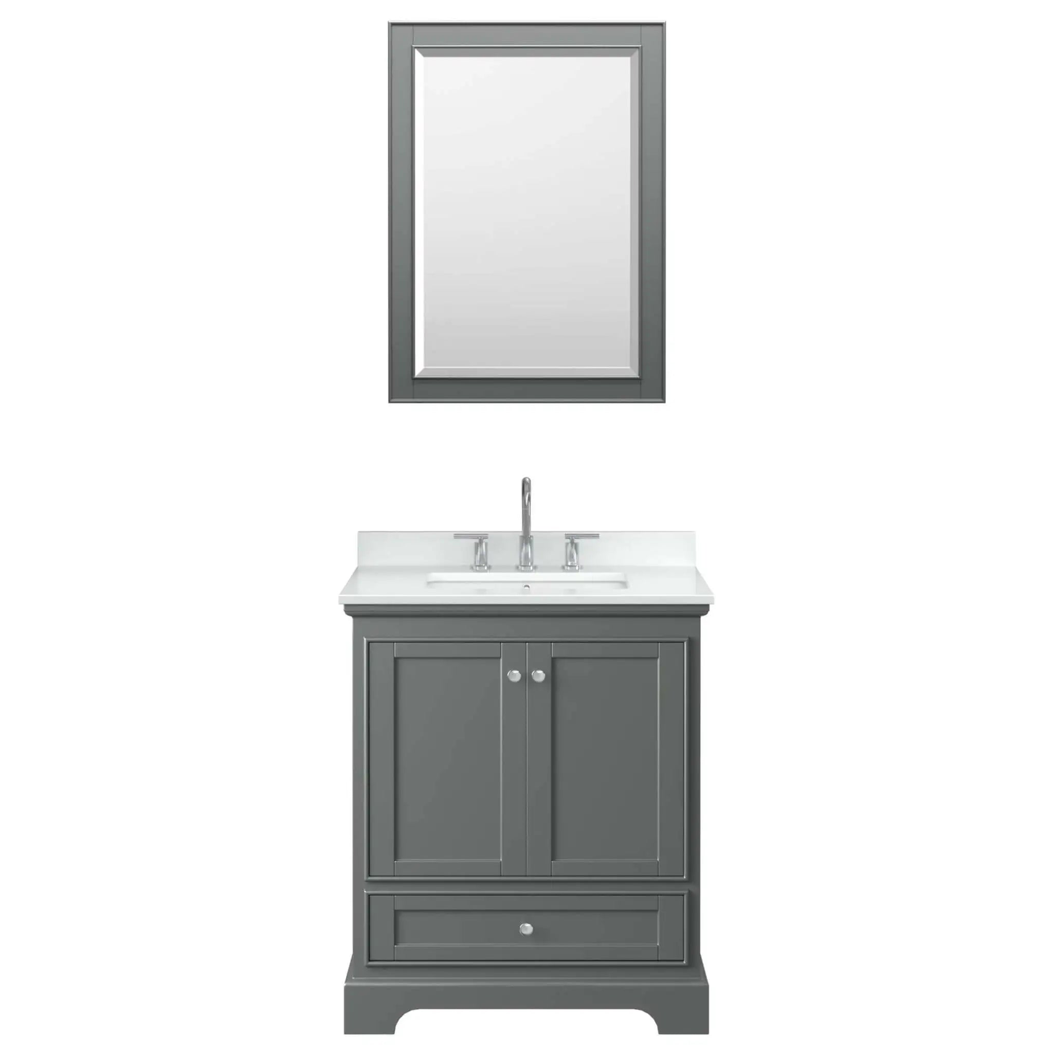 30" Deborah Single Bathroom Vanity in Dark Gray with Polished Chrome Trim & Medicine Cabinet by Wyndham