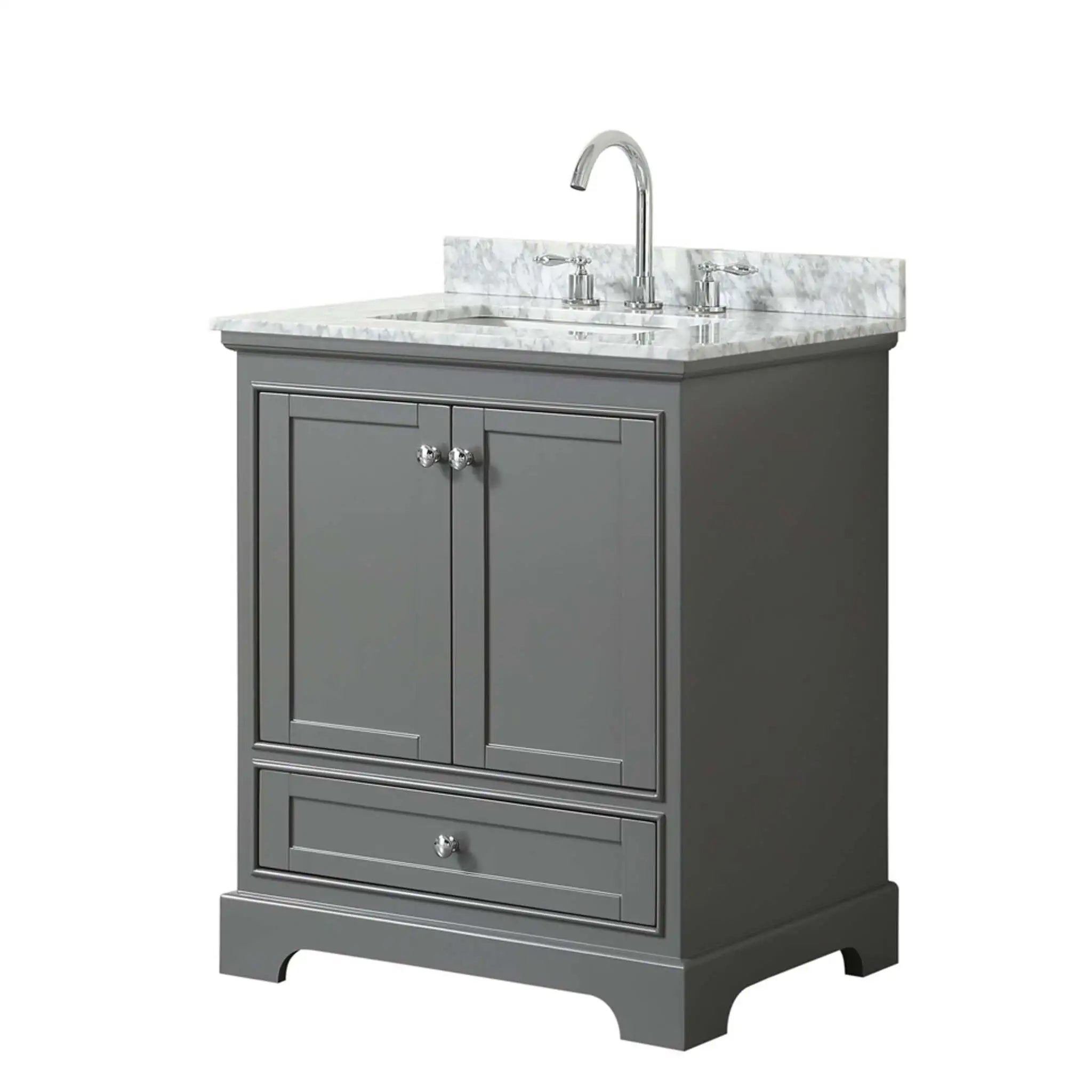 30" Deborah Single Bathroom Vanity in Dark Gray with Polished Chrome Trim by Wyndham