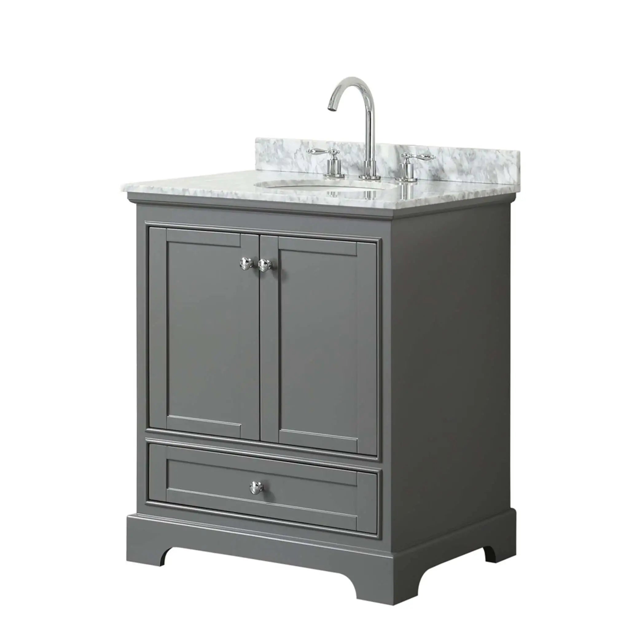 30" Deborah Single Bathroom Vanity in Dark Gray with Polished Chrome Trim by Wyndham