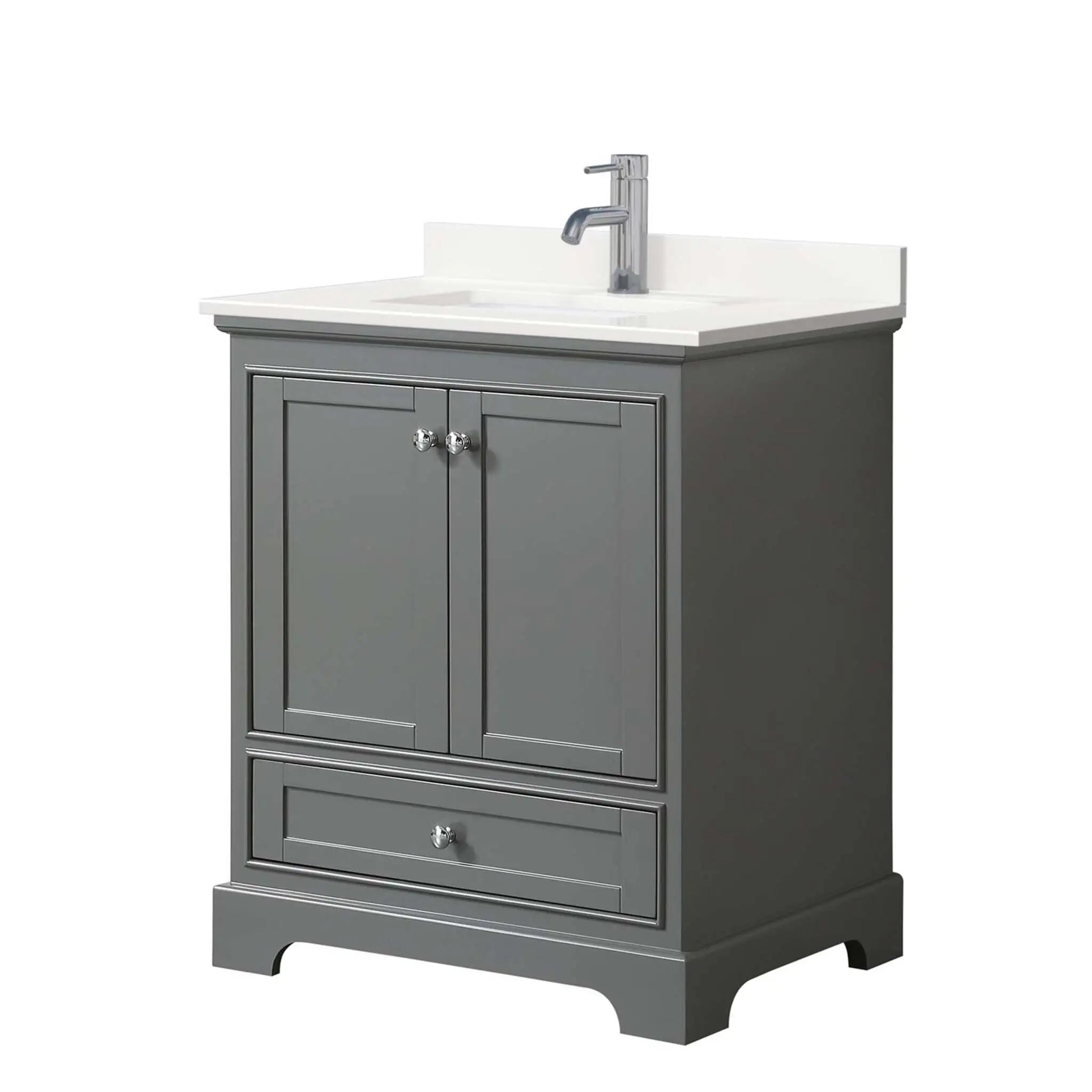 30" Deborah Single Bathroom Vanity in Dark Gray with Polished Chrome Trim by Wyndham