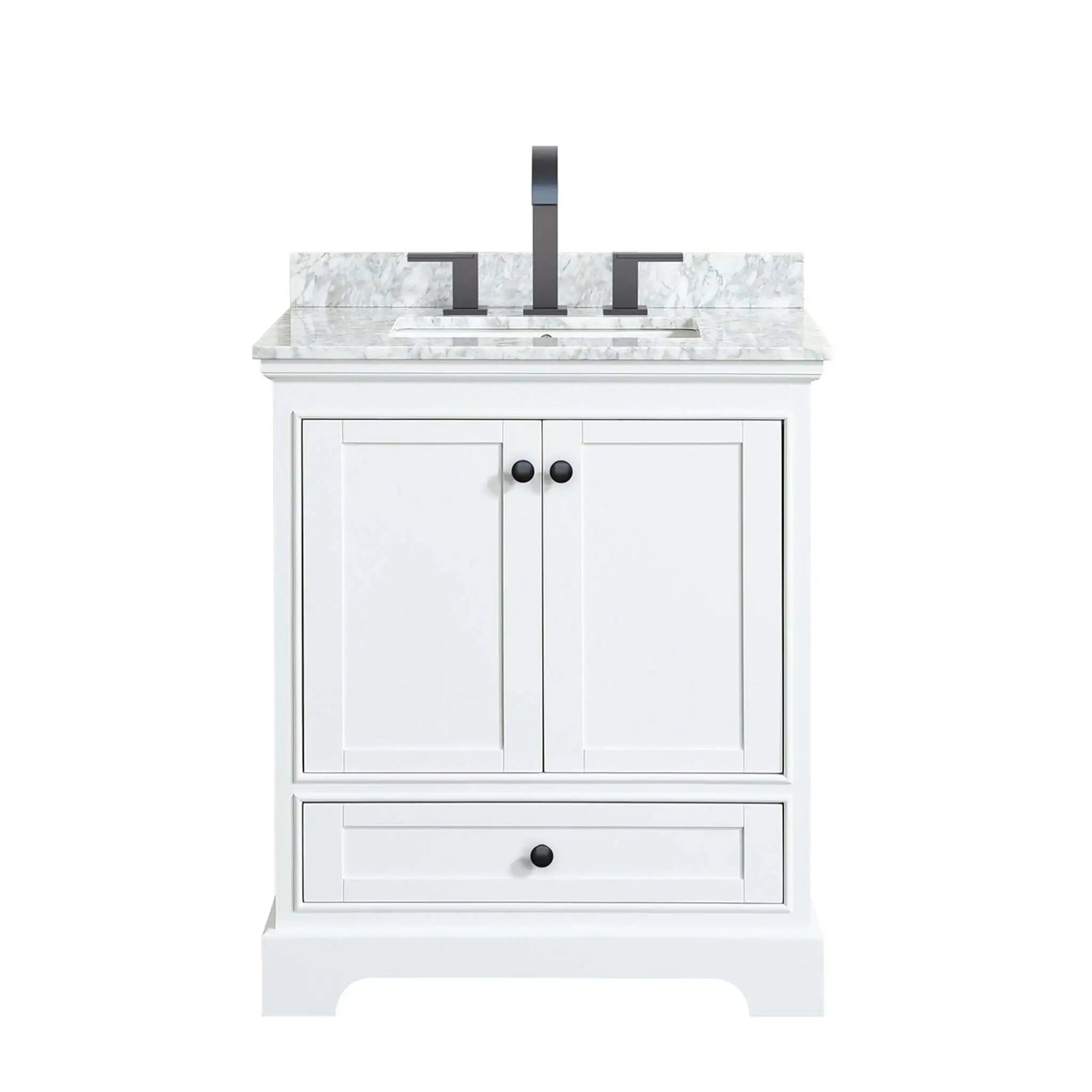 30" Deborah Single Bathroom Vanity in White with Matte Black Trim by Wyndham