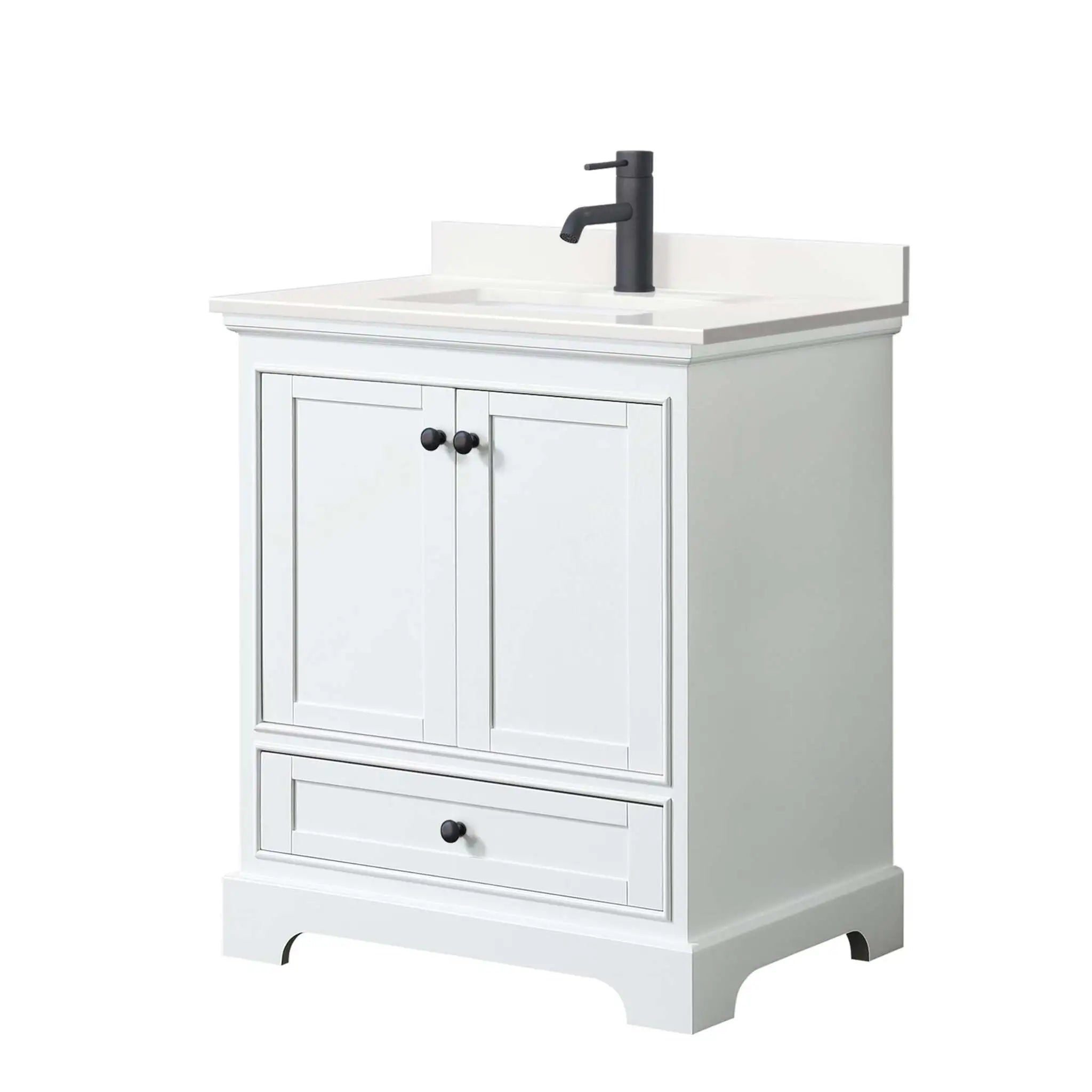 30" Deborah Single Bathroom Vanity in White with Matte Black Trim by Wyndham