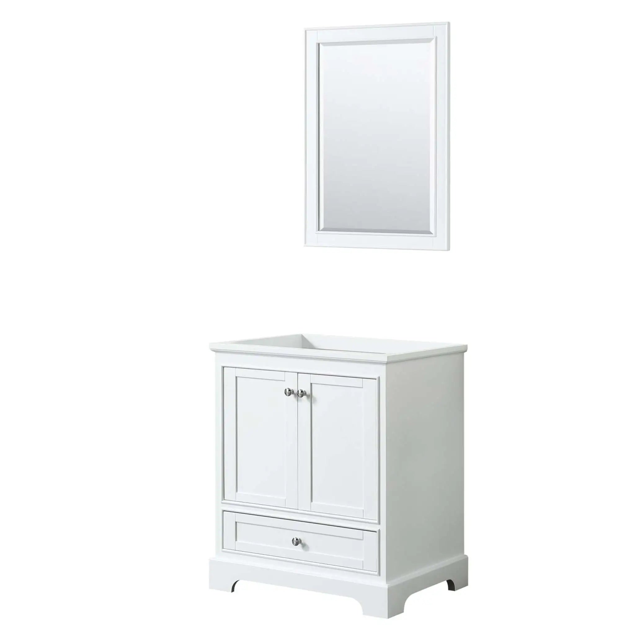 30" Deborah Single Bathroom Vanity in White with Polished Chrome Trim & 24" Mirror by Wyndham