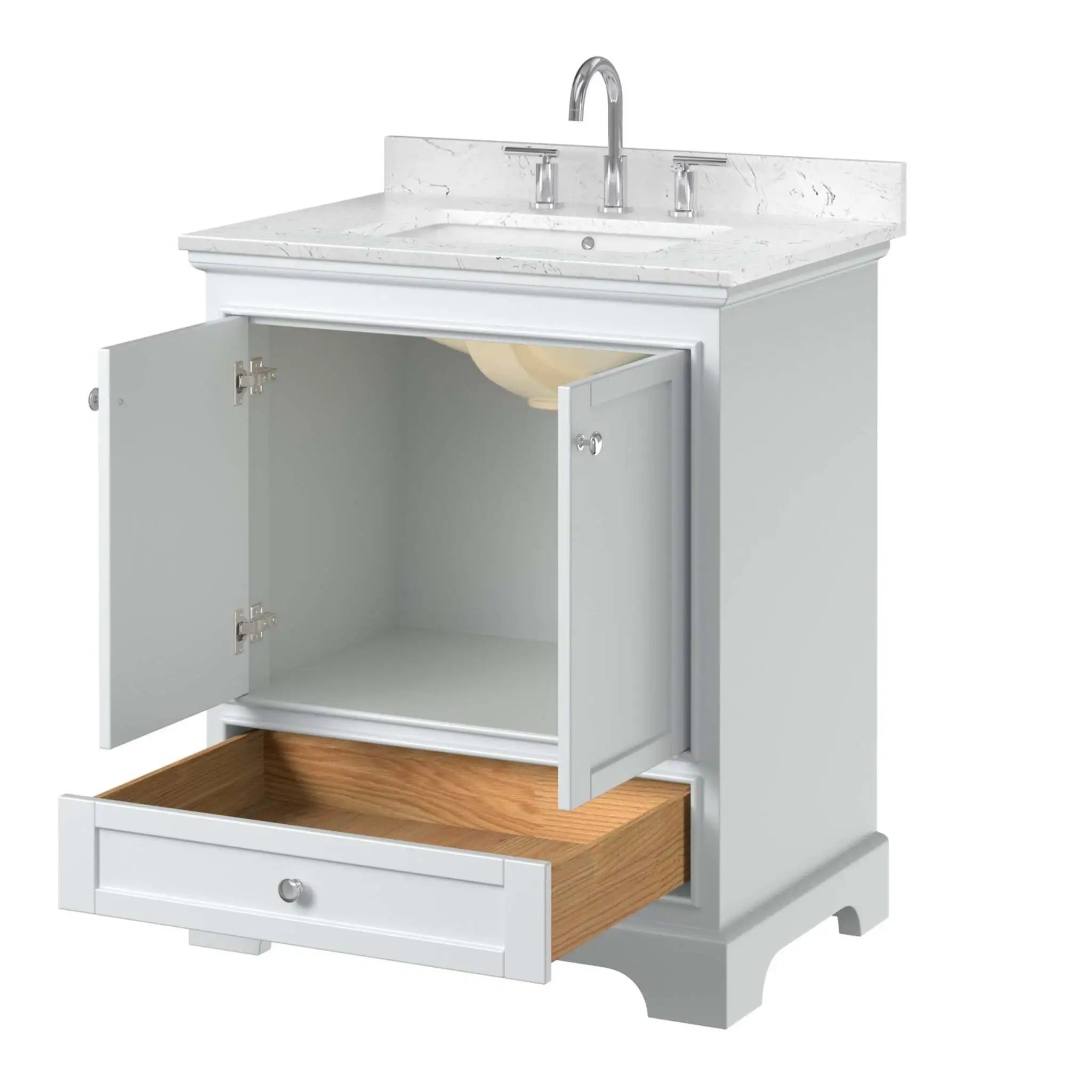 30" Deborah Single Bathroom Vanity in White with Polished Chrome Trim by Wyndham