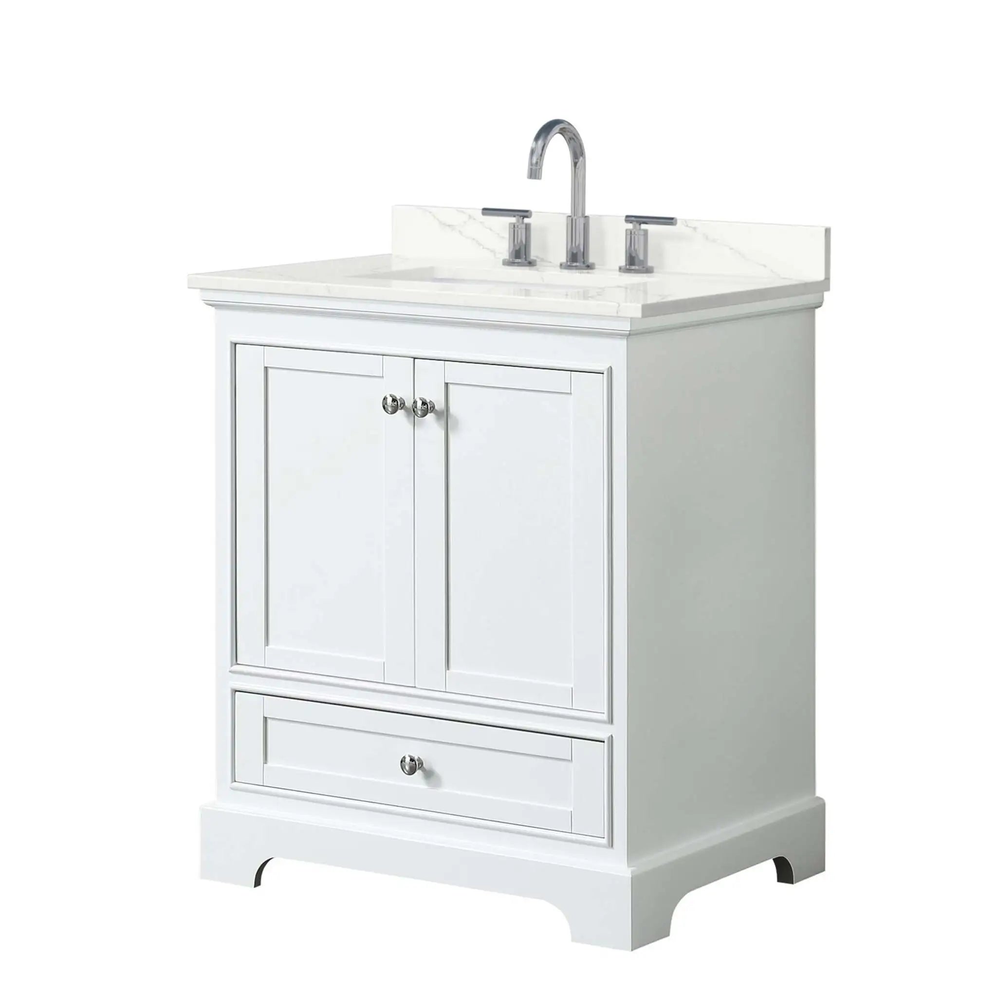 30" Deborah Single Bathroom Vanity in White with Polished Chrome Trim by Wyndham