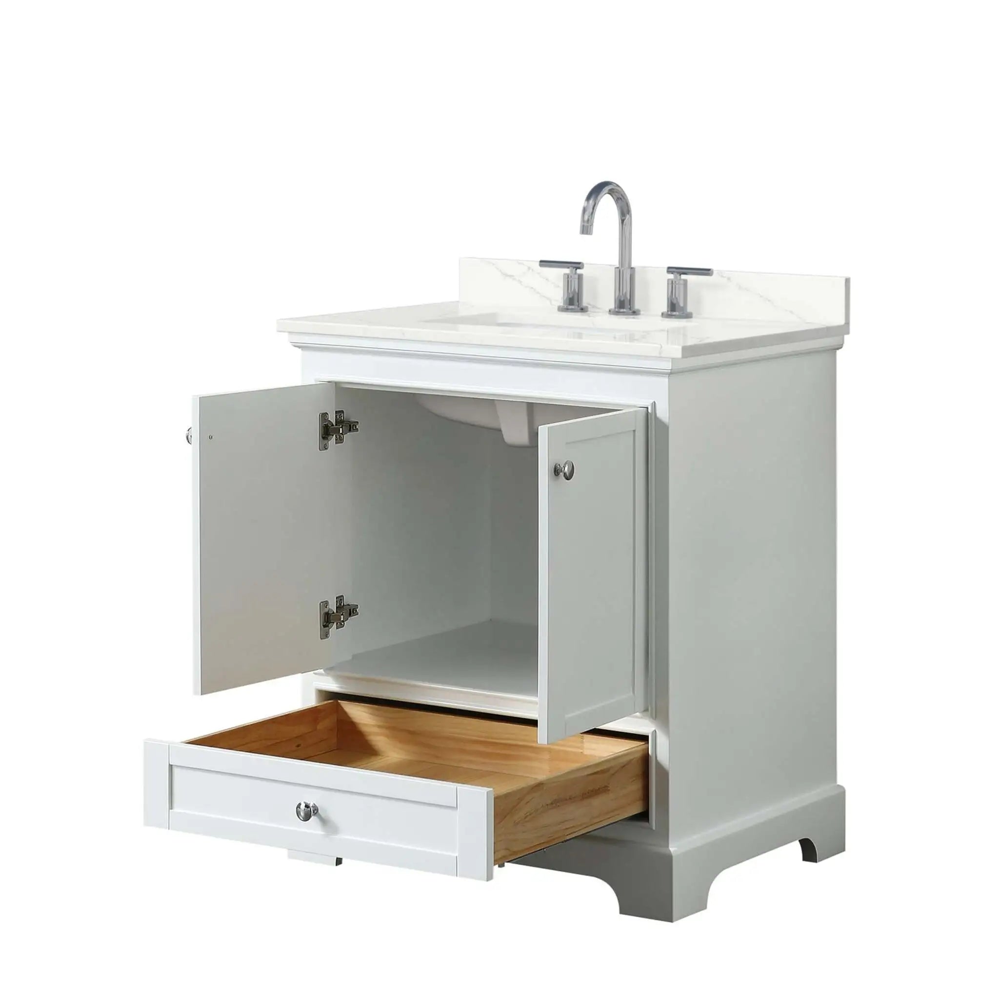 30" Deborah Single Bathroom Vanity in White with Polished Chrome Trim by Wyndham