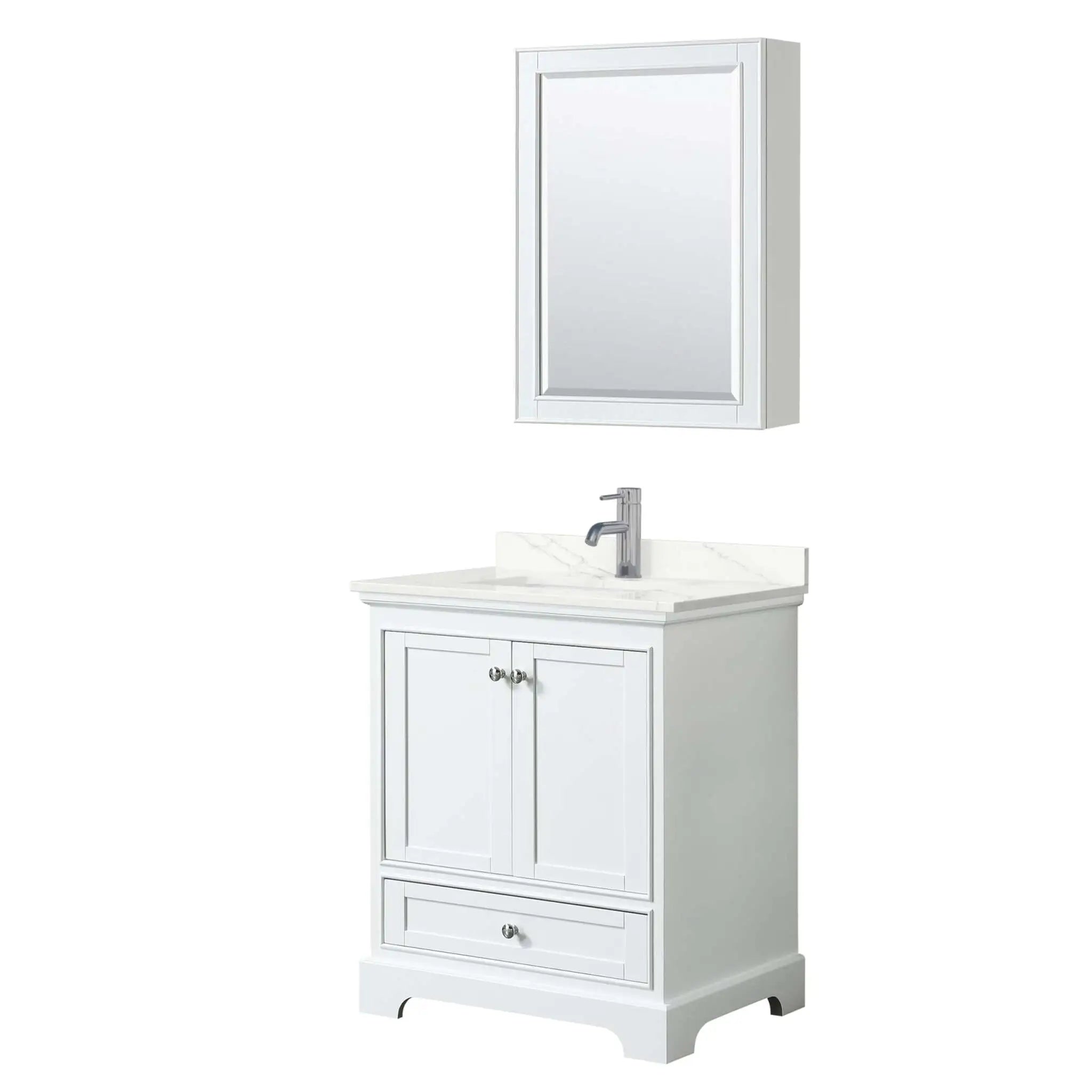 30" Deborah Single Bathroom Vanity in White with Polished Chrome Trim & Medicine Cabinet by Wyndham