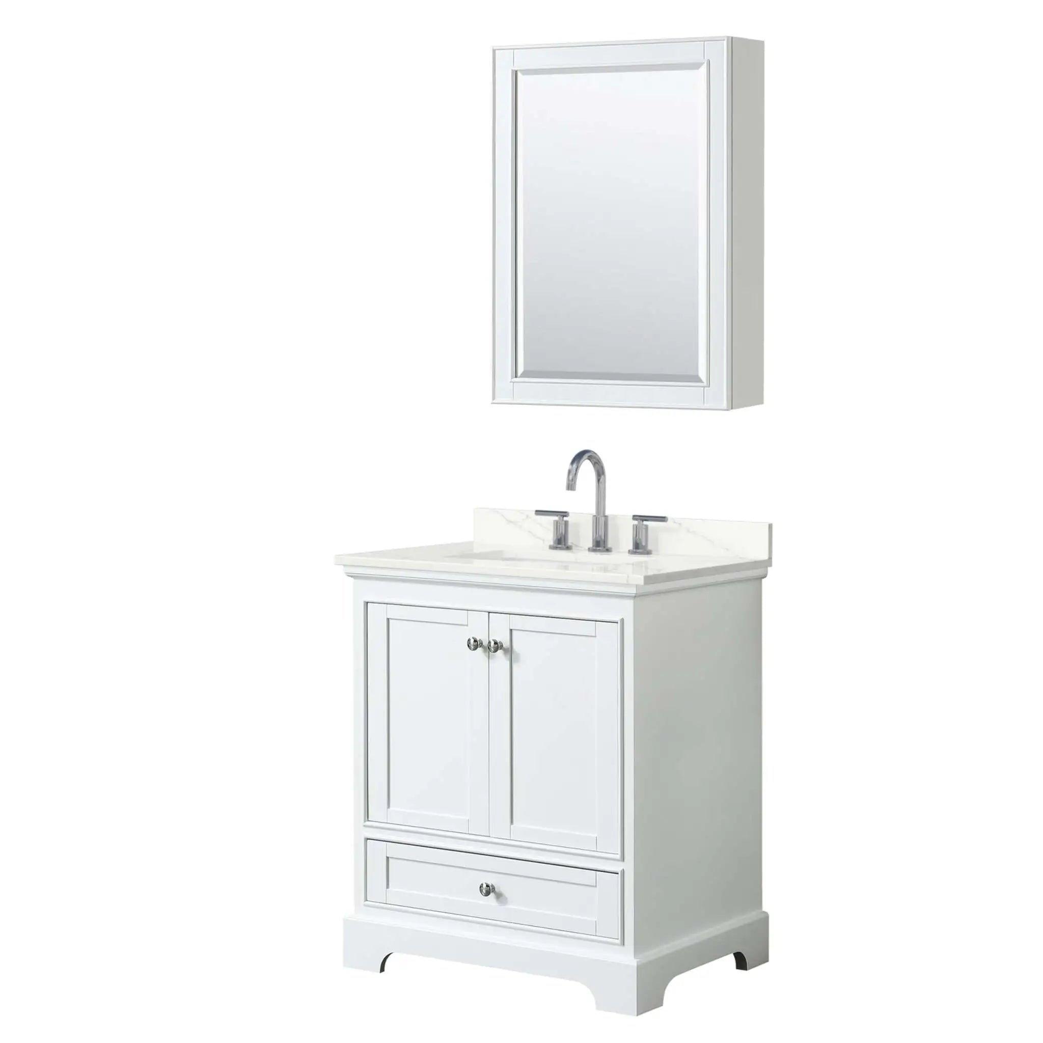 30" Deborah Single Bathroom Vanity in White with Polished Chrome Trim & Medicine Cabinet by Wyndham