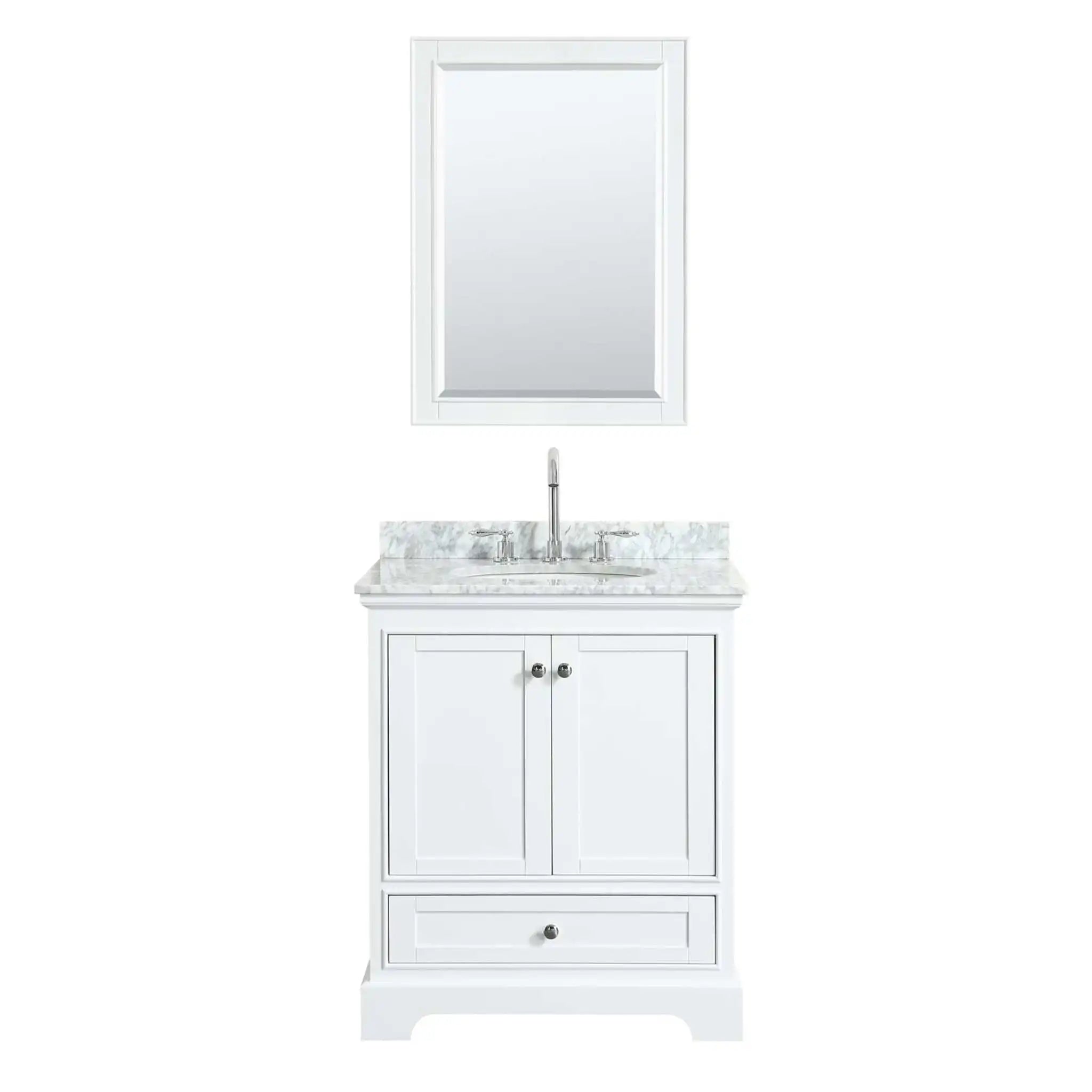 30" Deborah Single Bathroom Vanity in White with Polished Chrome Trim & Medicine Cabinet by Wyndham