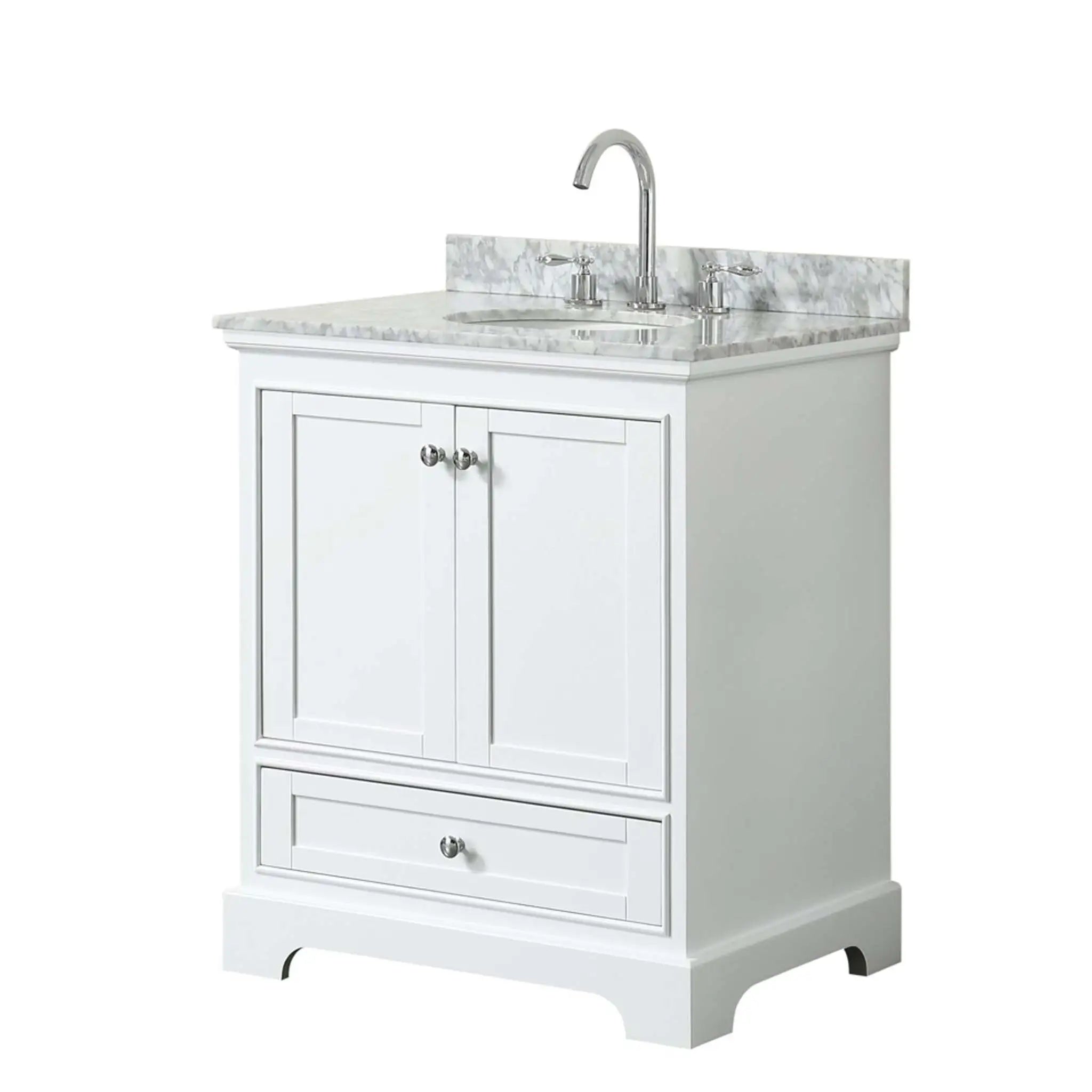 30" Deborah Single Bathroom Vanity in White with Polished Chrome Trim by Wyndham
